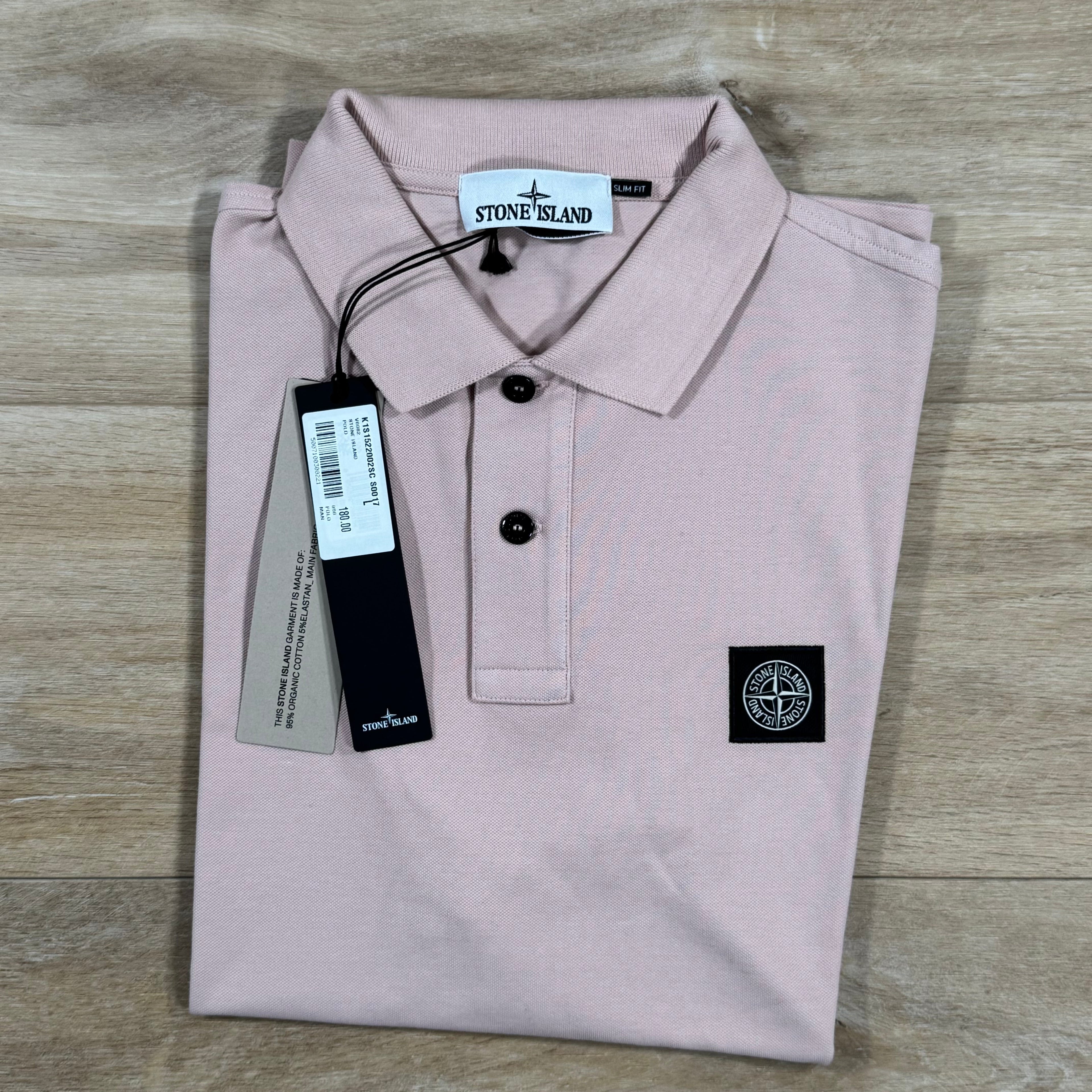 Stone Island Organic Cotton Pique Polo Shirt in Antique Rose -Usfansport