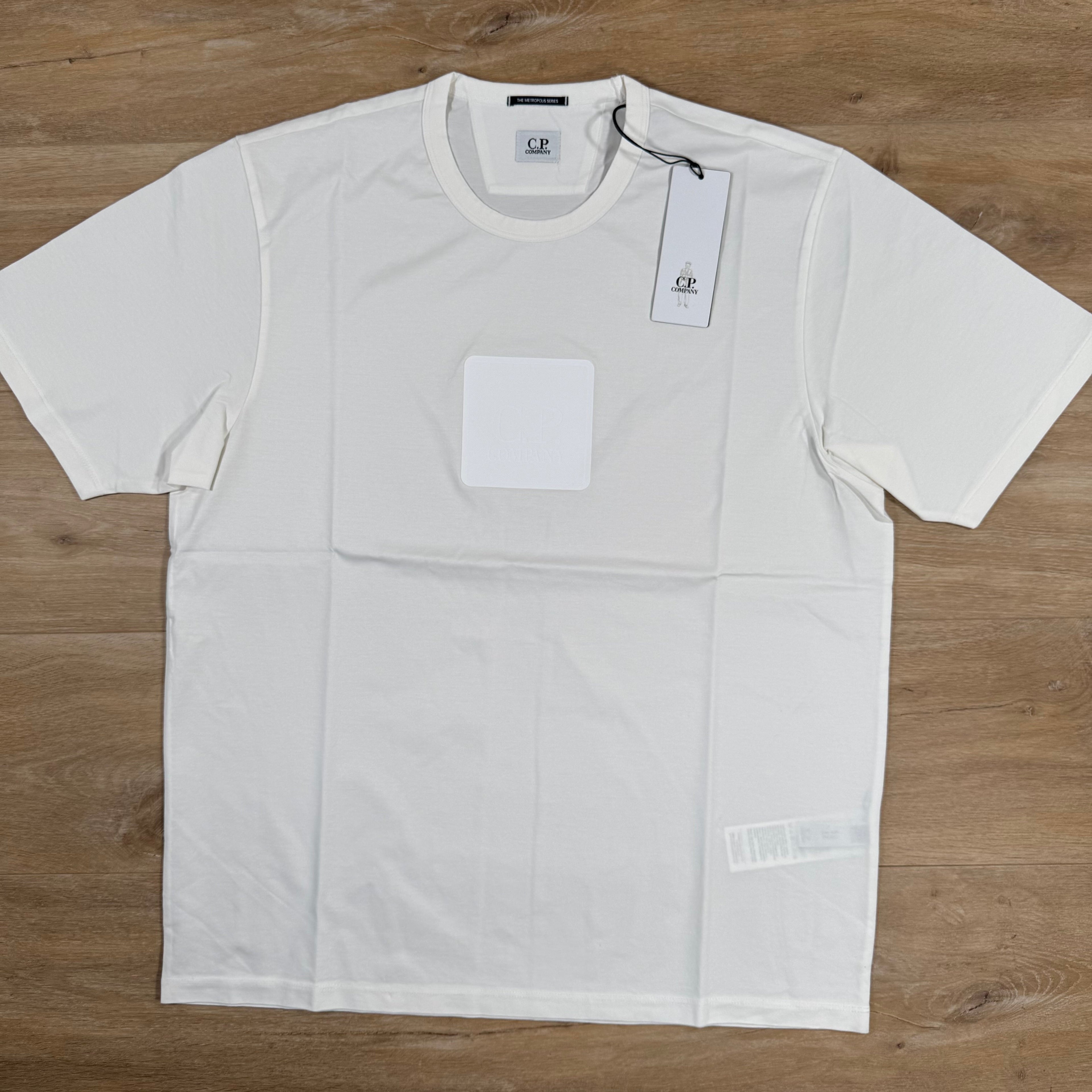 CP Company Metropolis Series Rubberized Logo T-Shirt in Gauze White -Usfansport