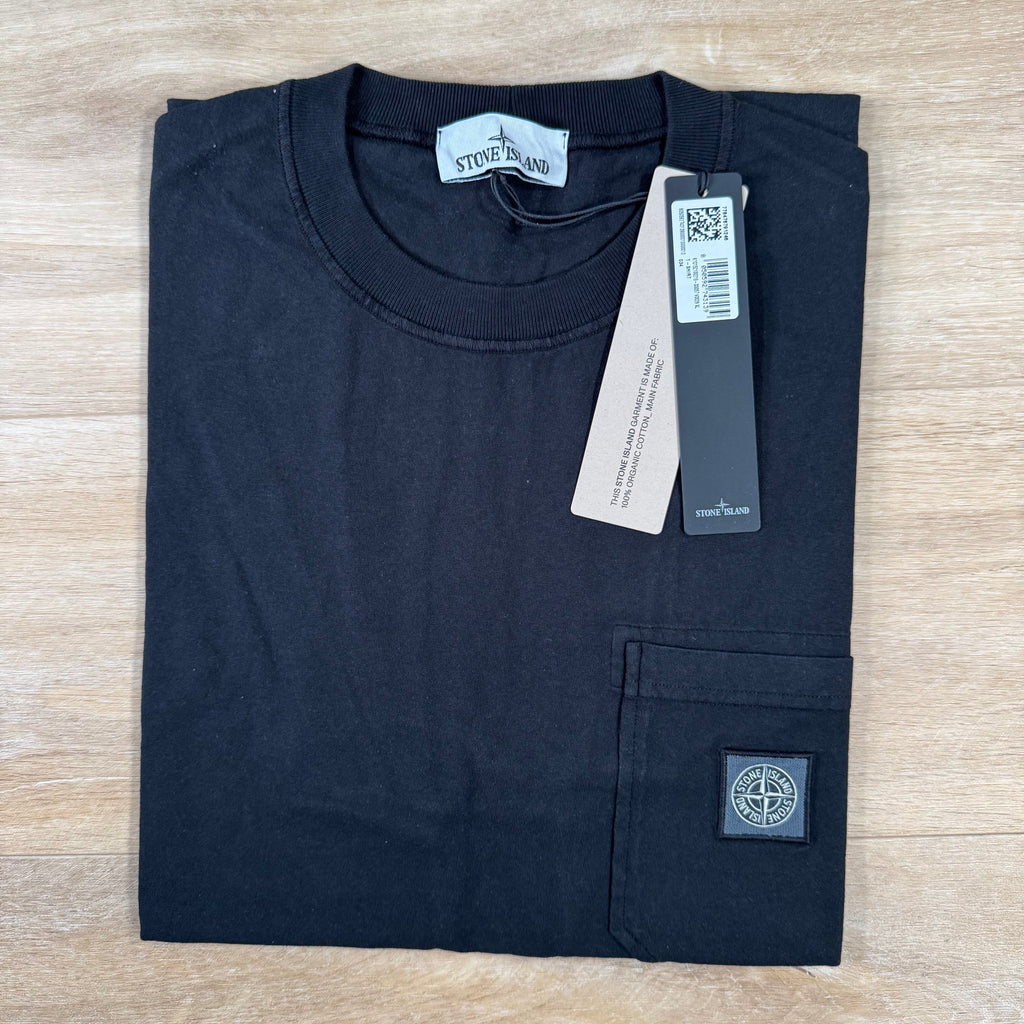 Stone Island Organic Cotton Fissato Effect T-Shirt in Black -Usfansport