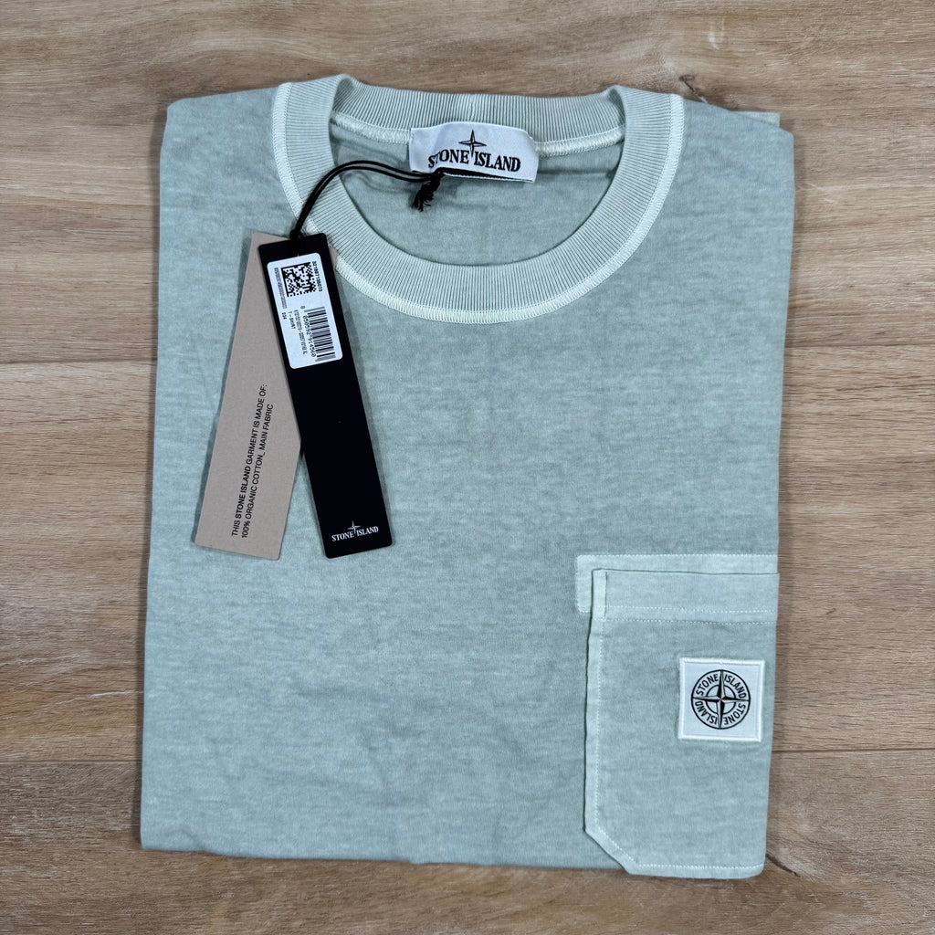 Stone Island Organic Cotton Fissato Effect T-Shirt in Green Grey -Usfansport