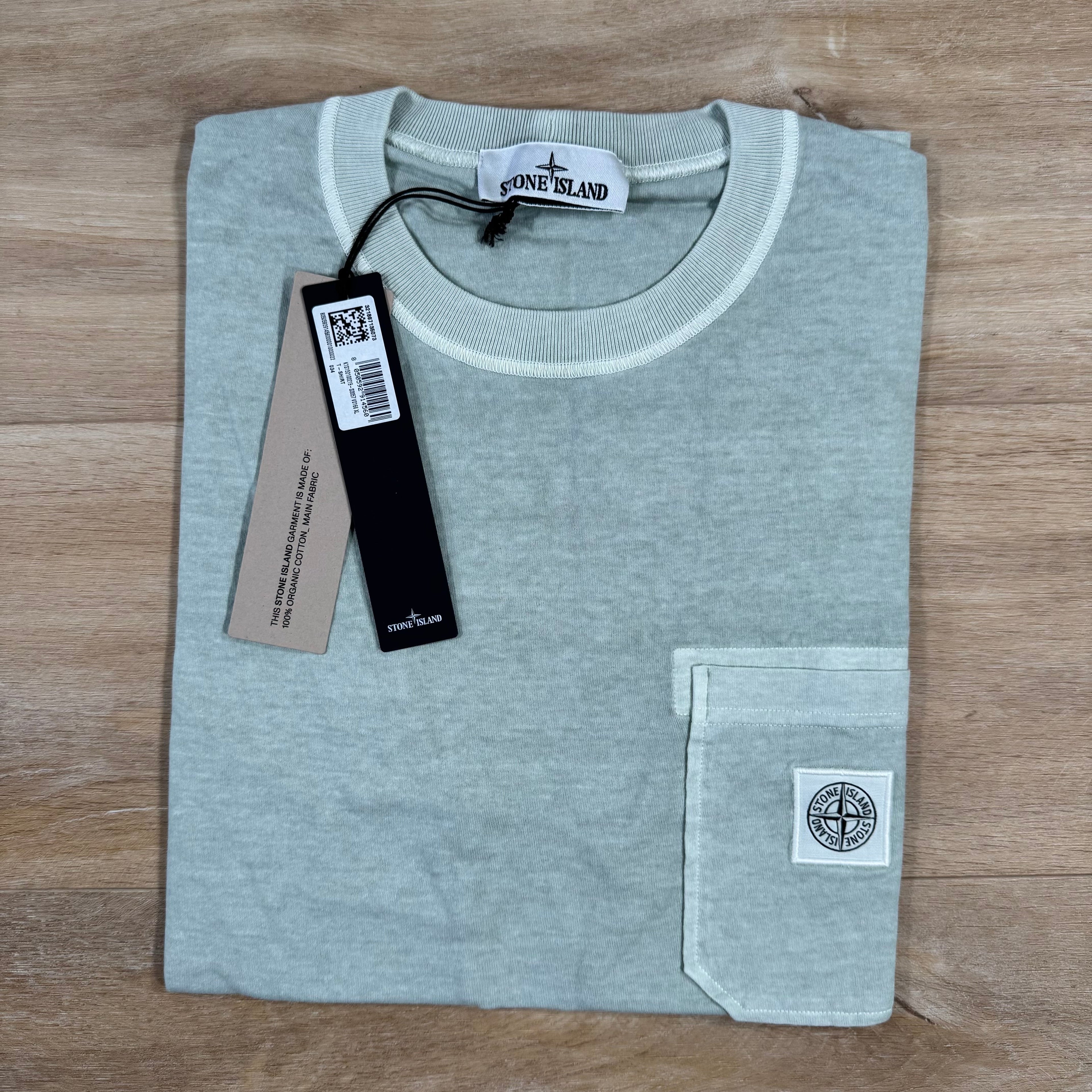 Stone Island Organic Cotton Fissato Effect T-Shirt in Green Grey -Usfansport