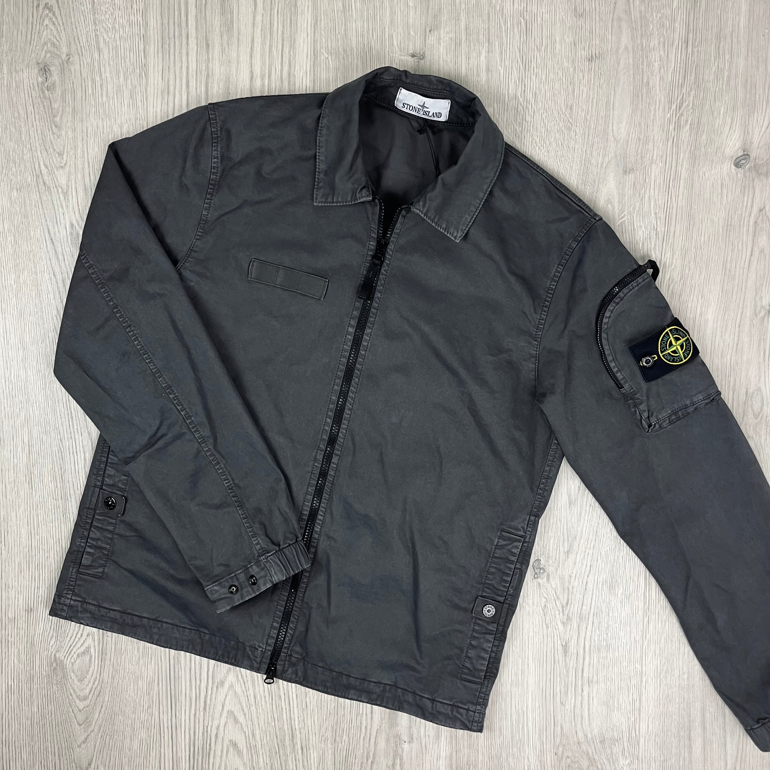 Stone Island Zip Overshirt - Charcoal -Usfansport