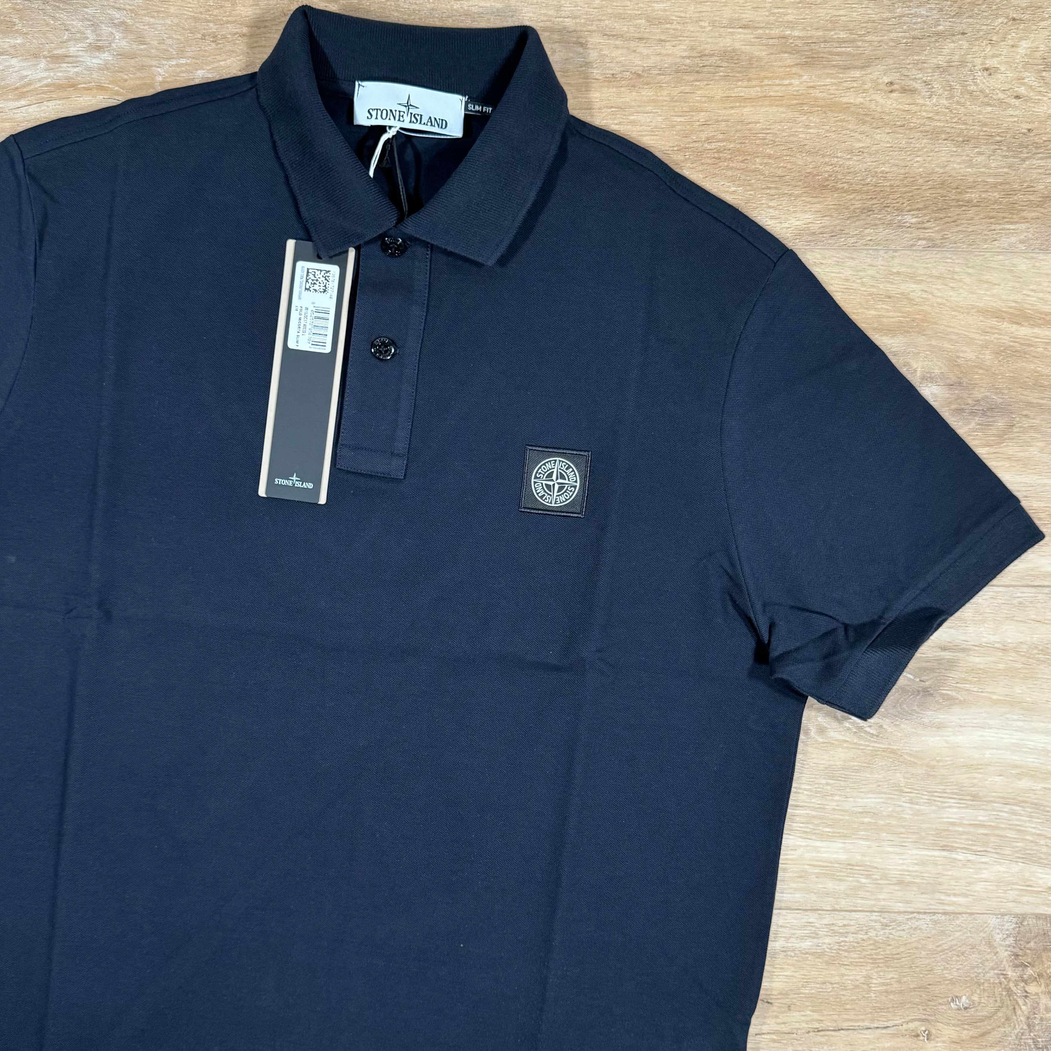 Stone Island Organic Cotton Pique Polo Shirt in Navy -Usfansport
