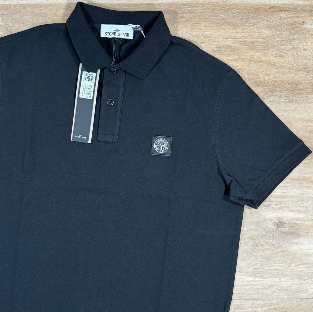 Stone Island Organic Cotton Pique Polo Shirt in Black -Usfansport