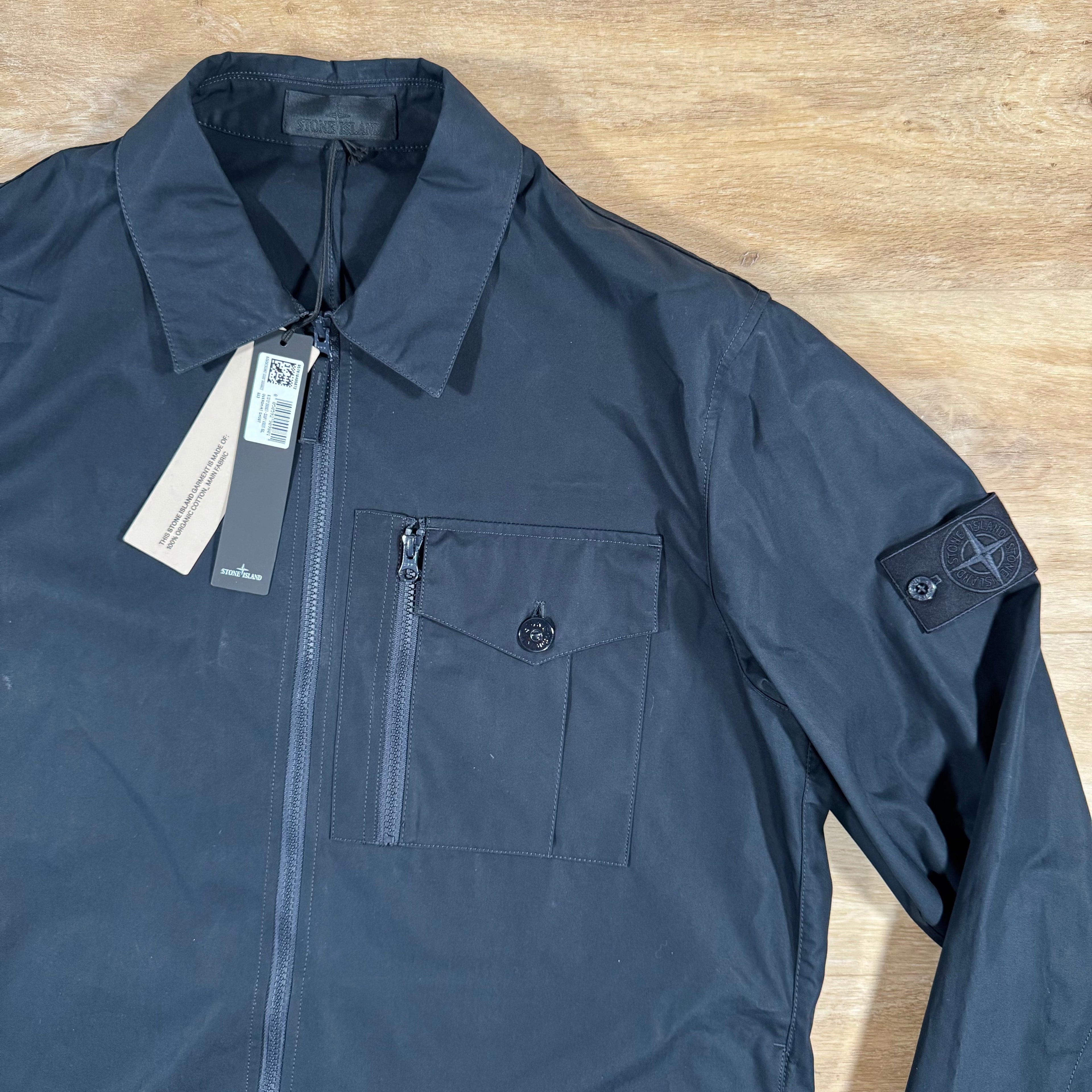 Stone Island Weatherproof Canvas Ghost Overshirt in Navy -Usfansport
