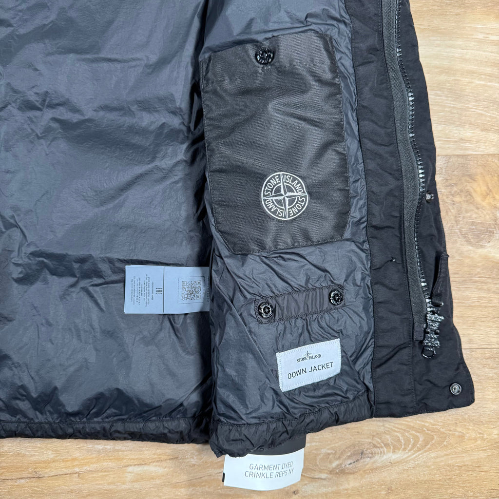 Stone Island Crinkle Reps NY Nylon Down Vest in Black -Usfansport