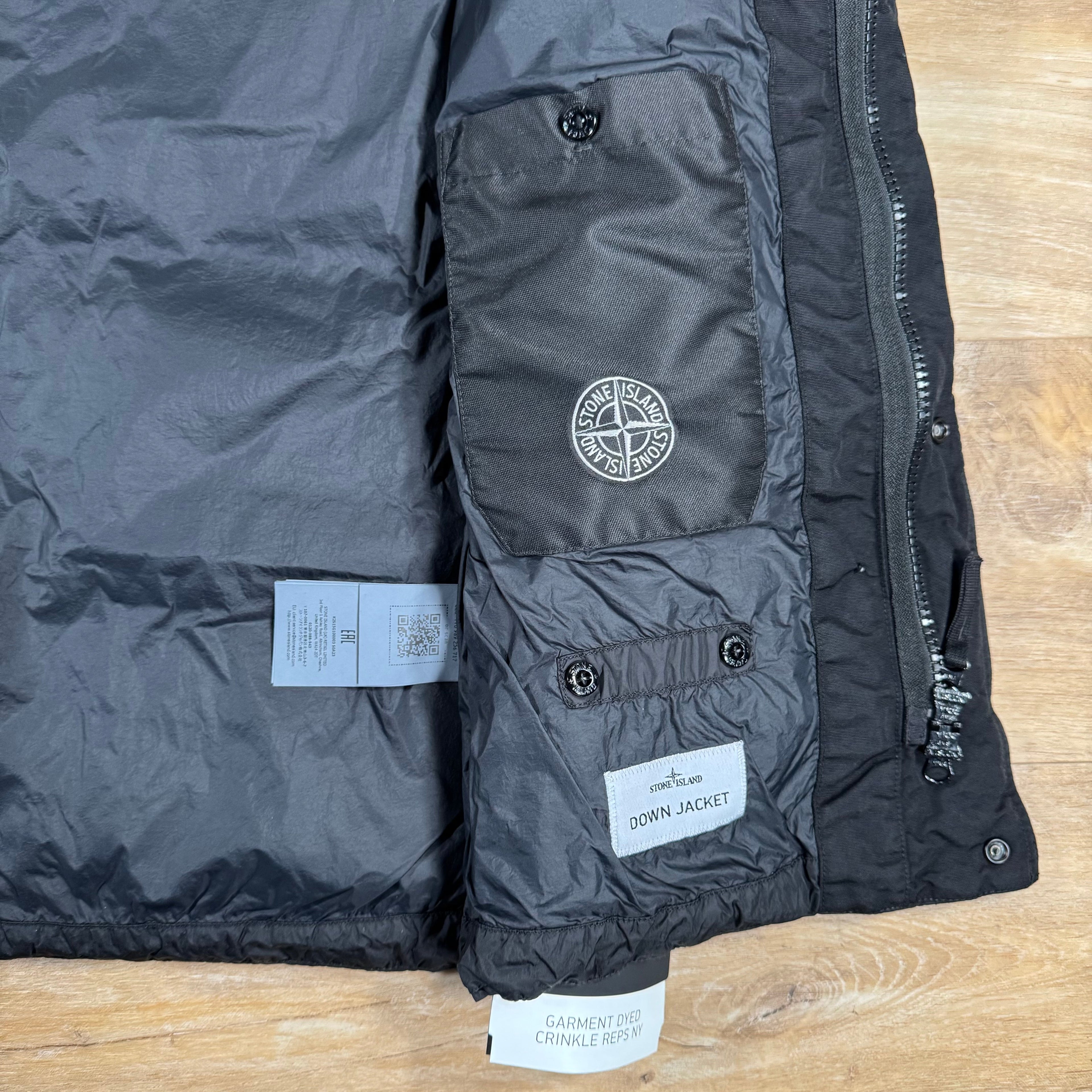 Stone Island Crinkle Reps NY Nylon Down Vest in Black -Usfansport