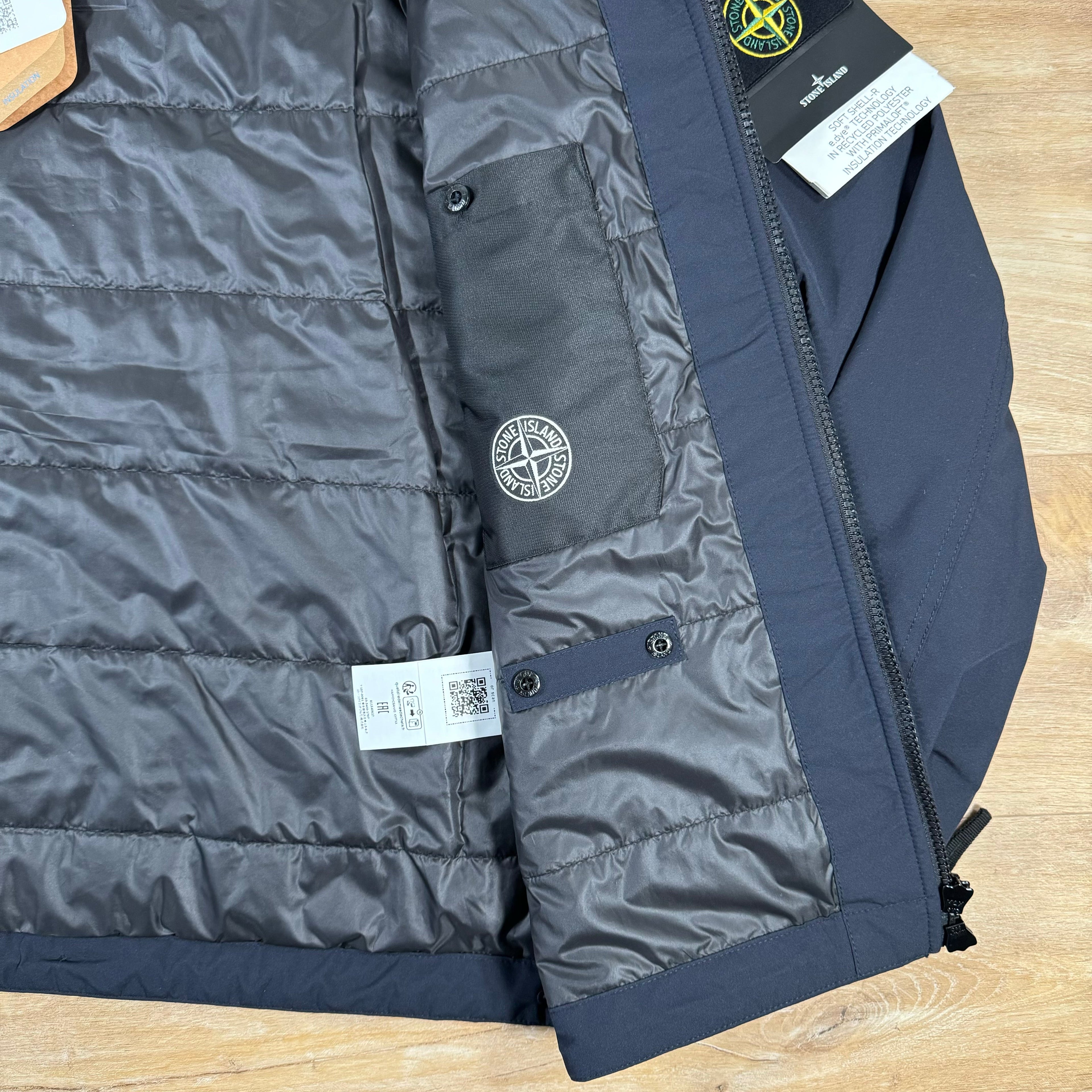 Stone Island Soft Shell-R Jacket with Primaloft Insulation in Navy -Usfansport