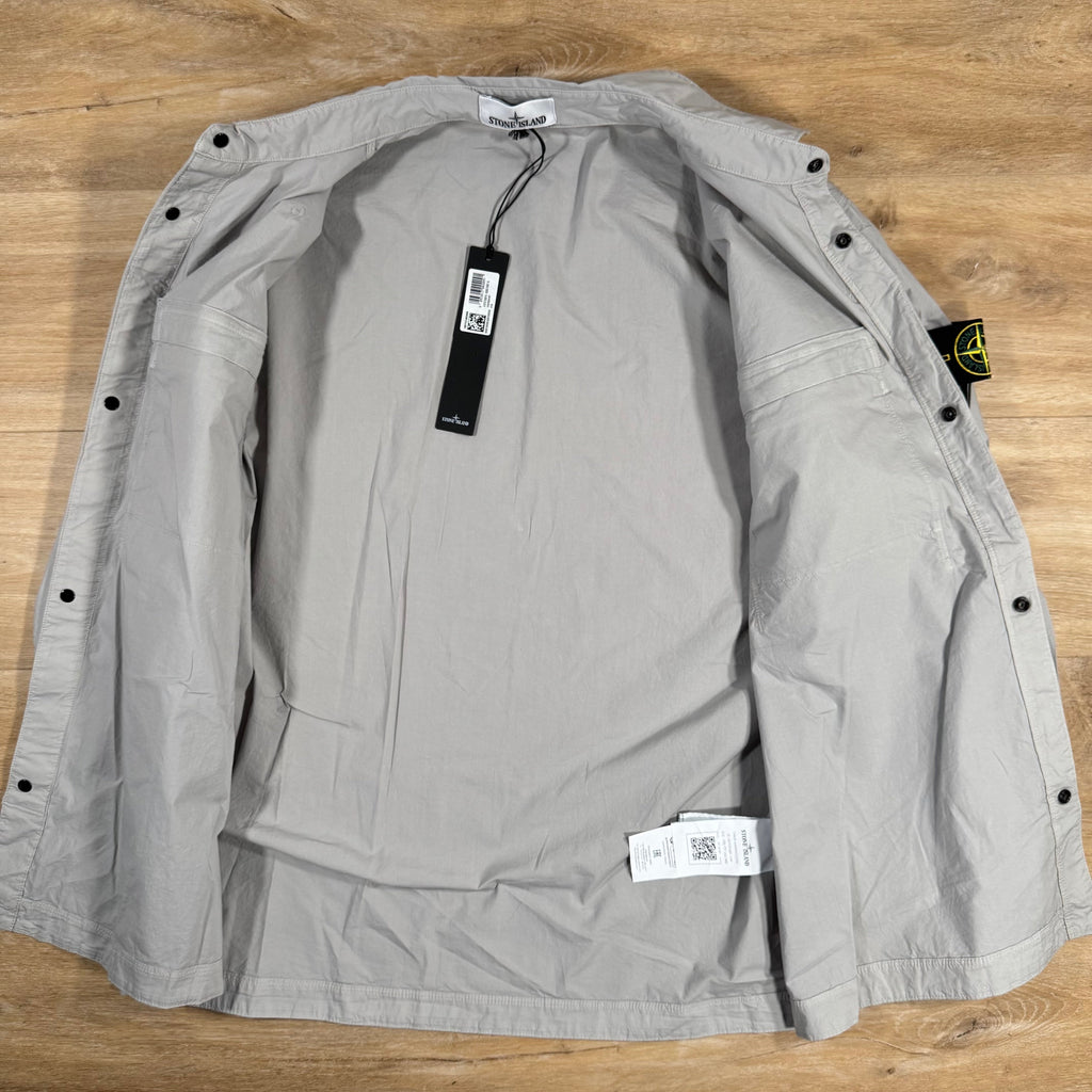 Stone Island Supima Twill Stretch-TC Overshirt in Pearl Grey -Usfansport