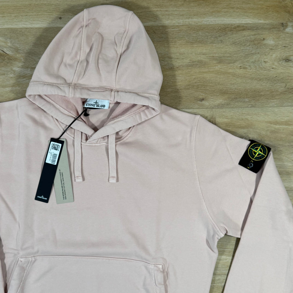Stone Island Organic Cotton Fleece Pullover Hoodie in Antique Rose -Usfansport
