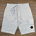CP Company Light Fleece Cargo Lens Shorts in Gauze White -Usfansport