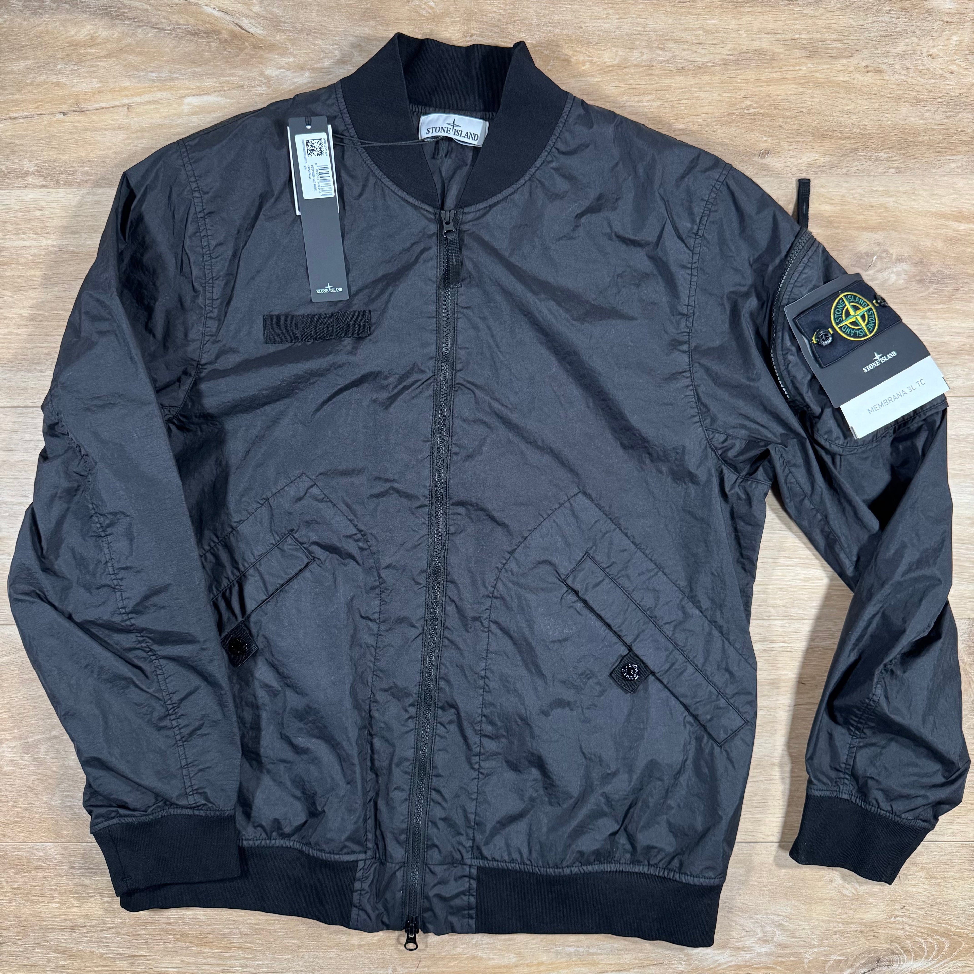 Stone Island Membrana 3L TC Bomber Jacket in Black -Usfansport