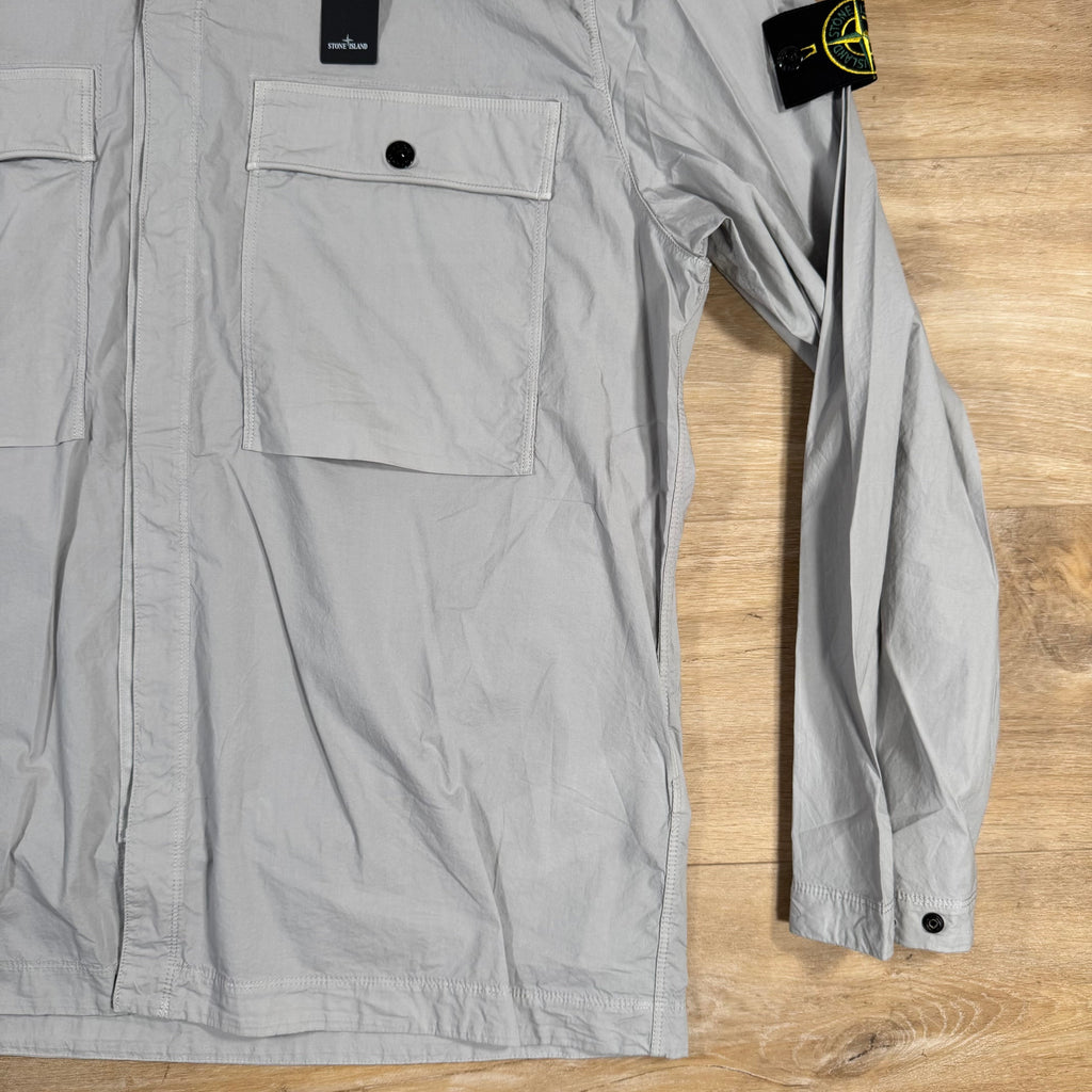 Stone Island Supima Twill Stretch-TC Overshirt in Pearl Grey -Usfansport