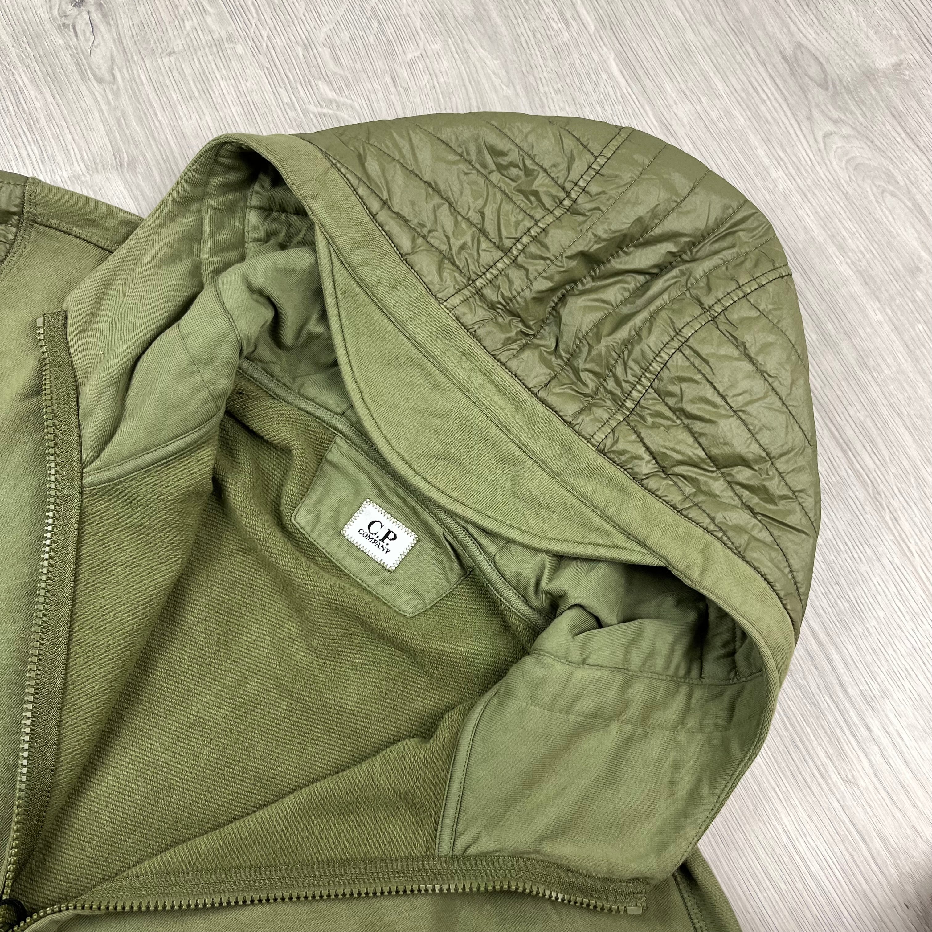 CP Company Raised Fleece Zip Hoodie - Capers -Usfansport
