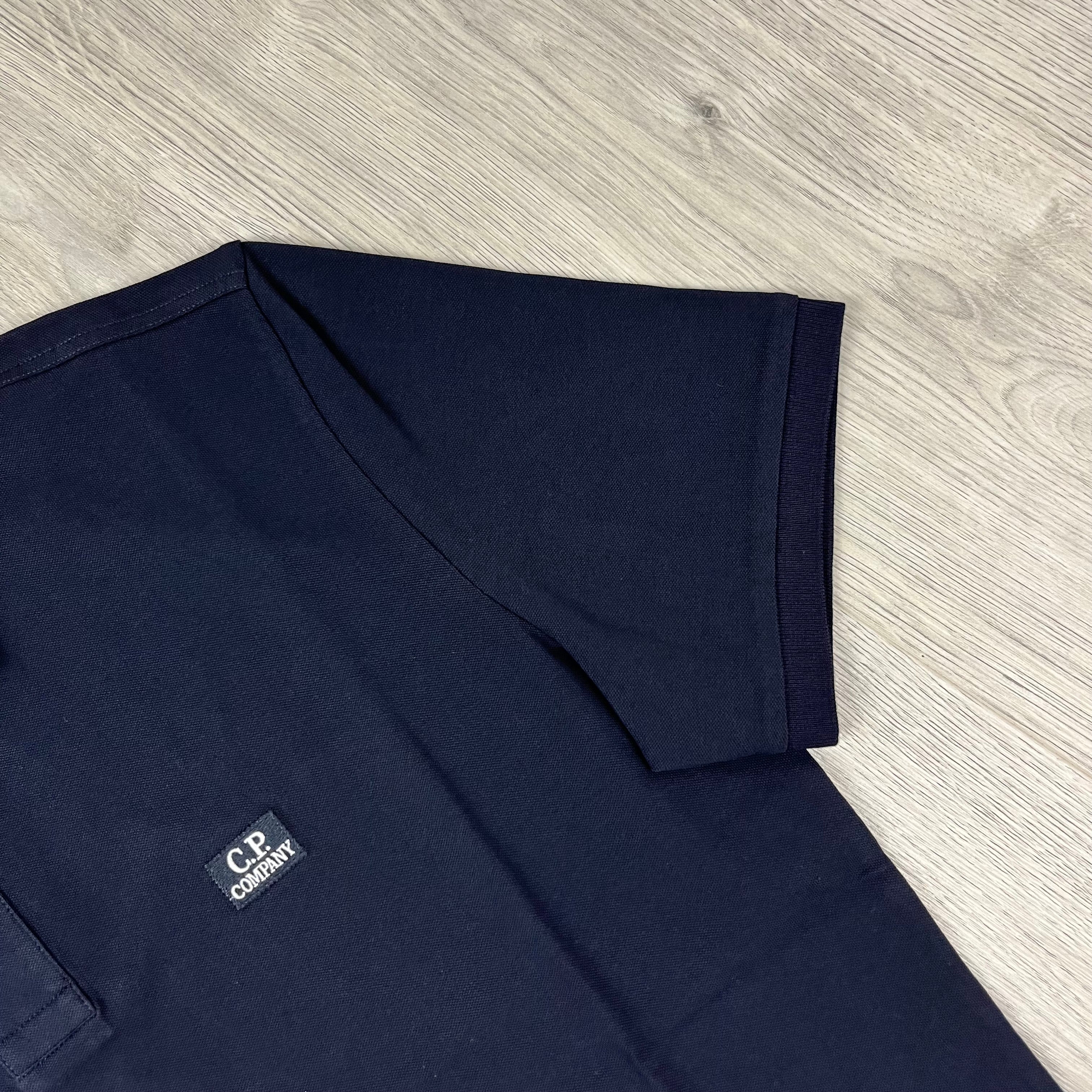 CP Company Piquet Polo Shirt - Navy -Usfansport