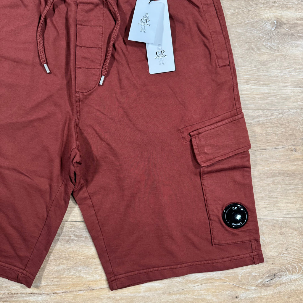 CP Company Light Fleece Cargo Lens Shorts in Sable - Brown -Usfansport