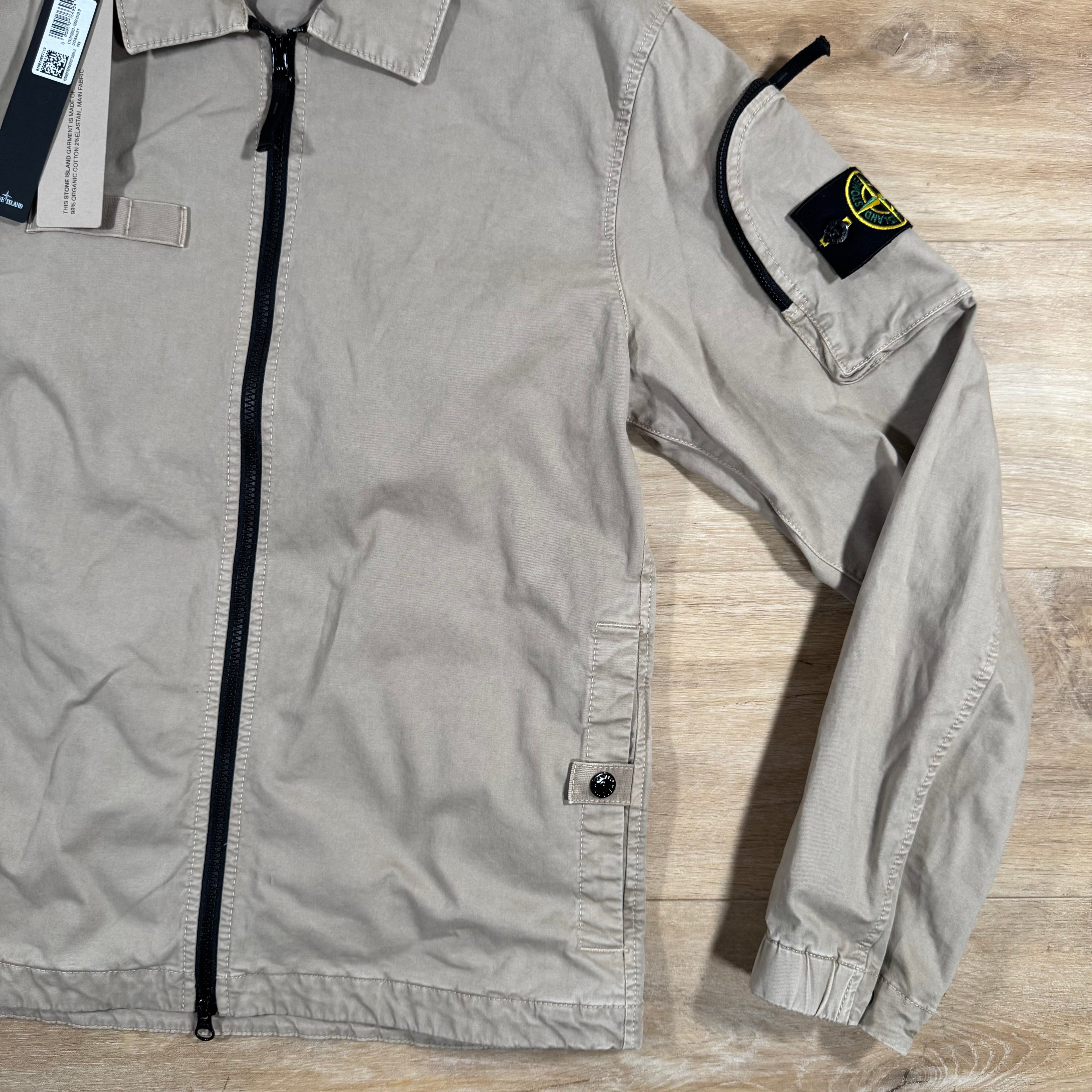Stone Island Stretch Twill Overshirt in Desert -Usfansport