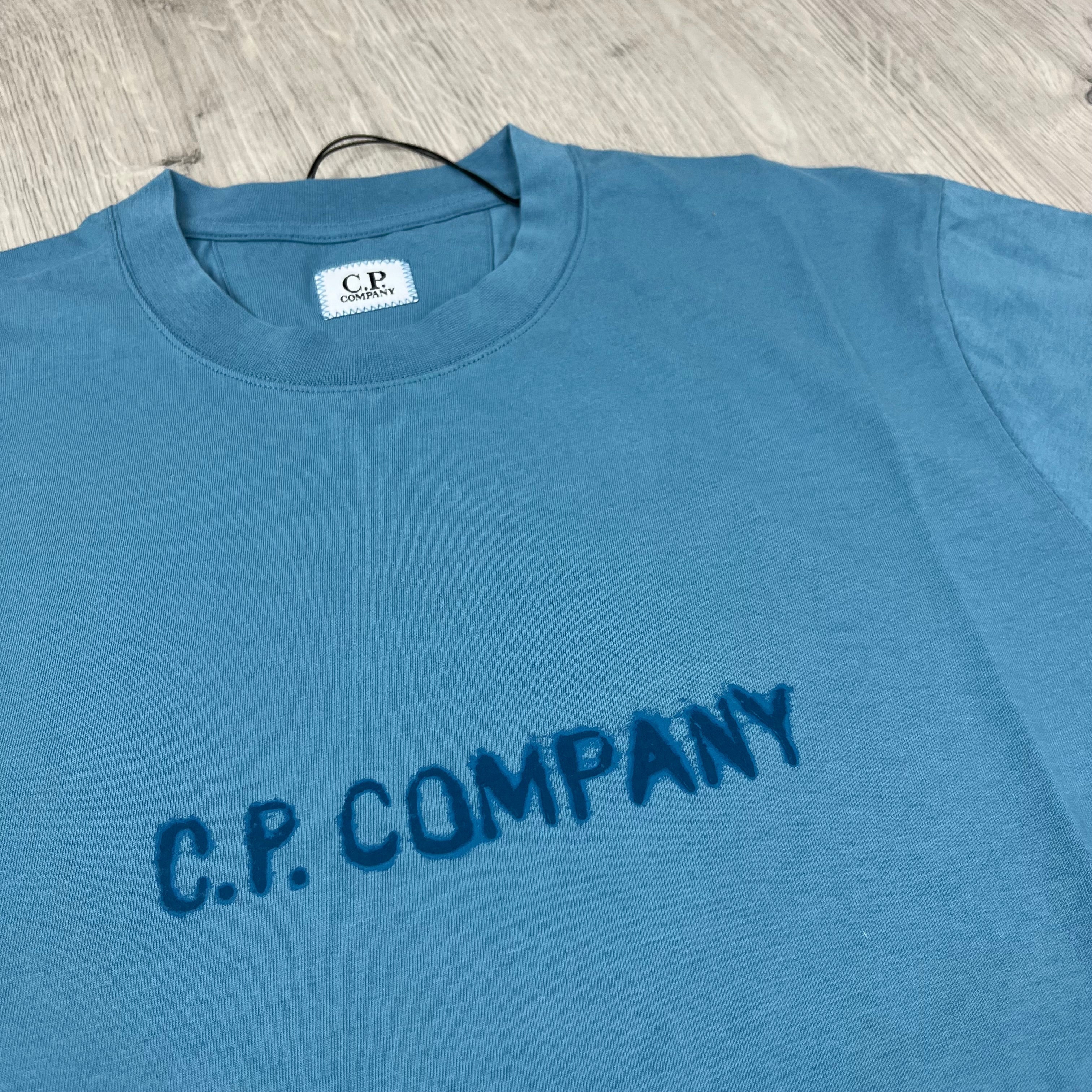 CP Company Printed T-Shirt - Aegean Blue -Usfansport