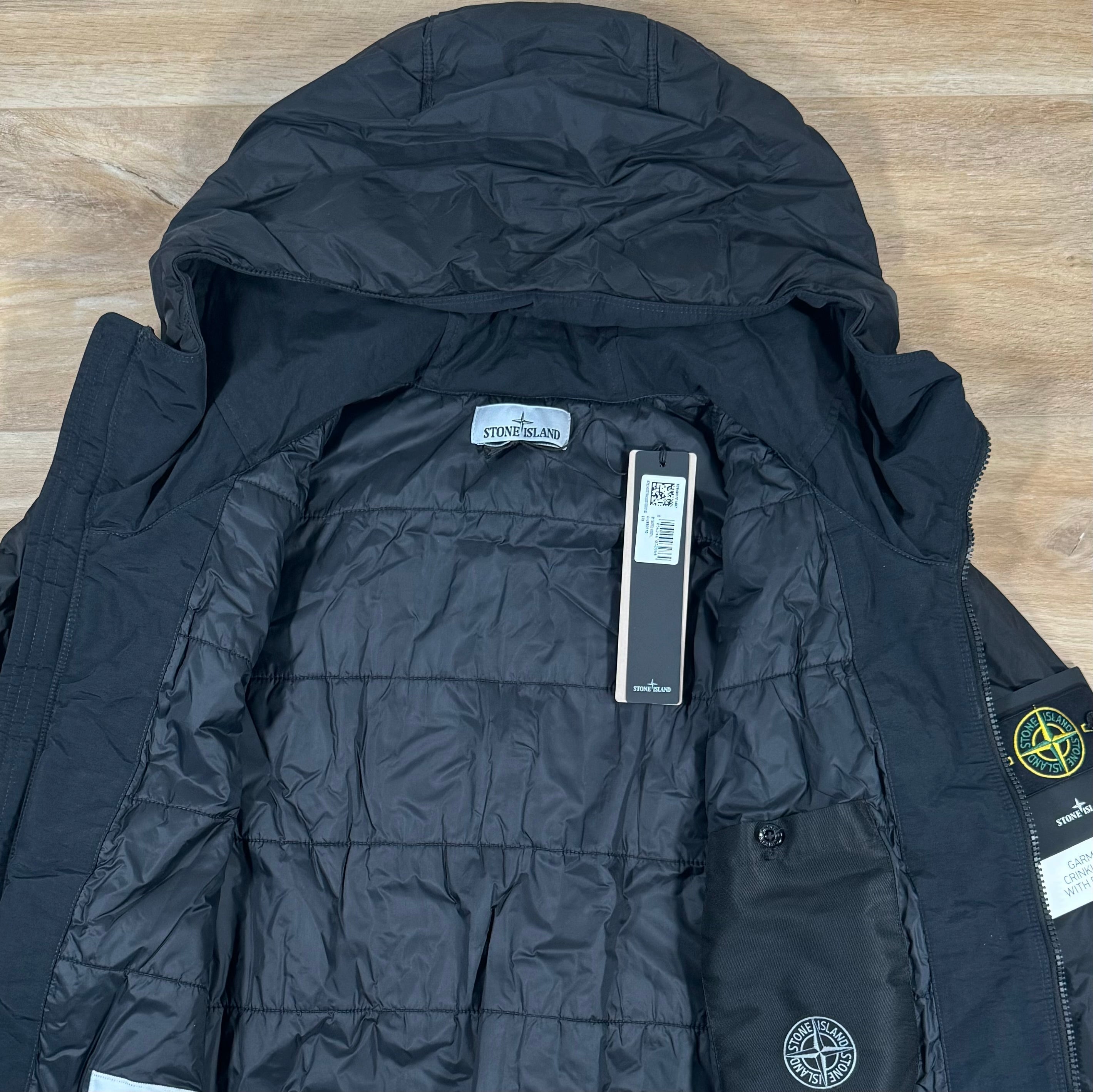 Stone Island Crinkle Reps R-NY Primaloft T-C Jacket in Black -Usfansport