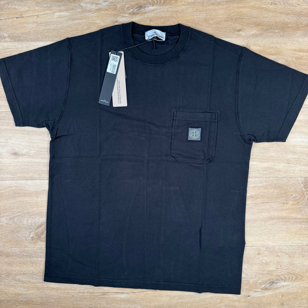 Stone Island Organic Cotton Fissato Effect T-Shirt in Black -Usfansport