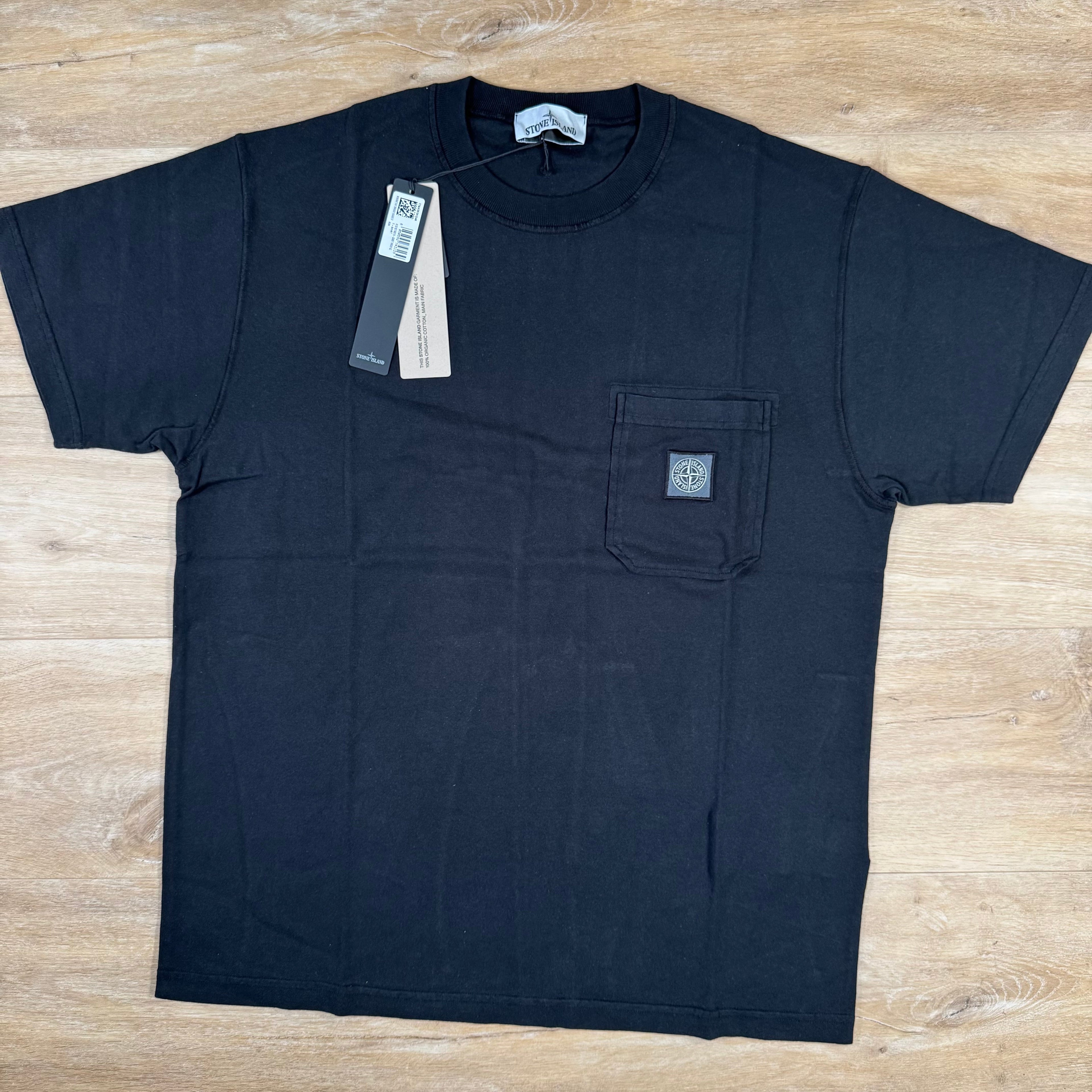 Stone Island Organic Cotton Fissato Effect T-Shirt in Black -Usfansport