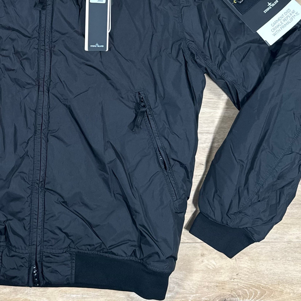Stone Island Crinkle Reps R-NY Primaloft T-C Jacket in Black -Usfansport