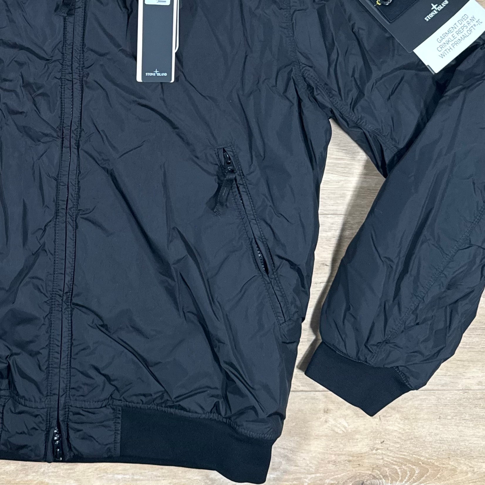 Stone Island Crinkle Reps R-NY Primaloft T-C Jacket in Black -Usfansport