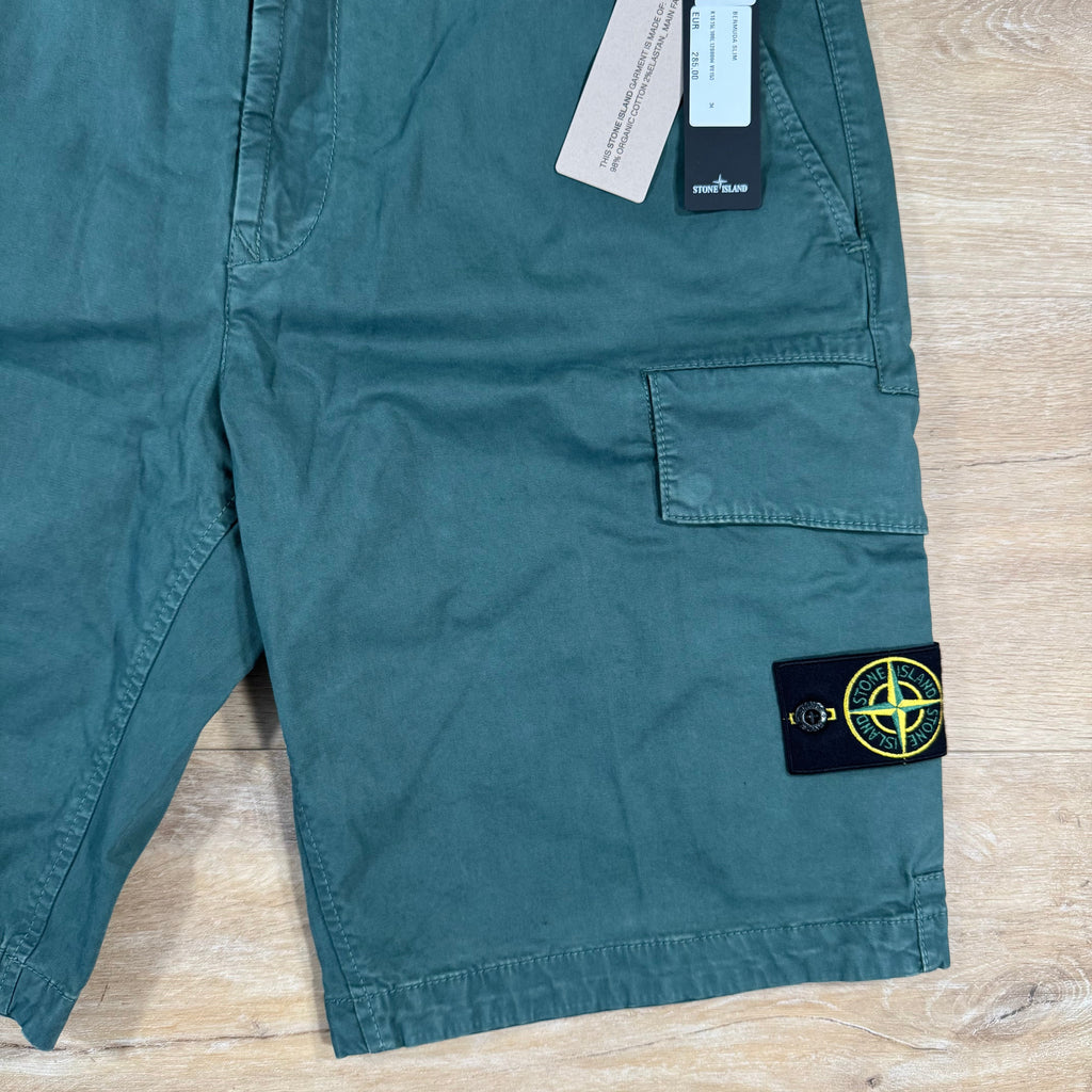 Stone Island Stretch Twill Cargo Shorts in Bottle Green -Usfansport