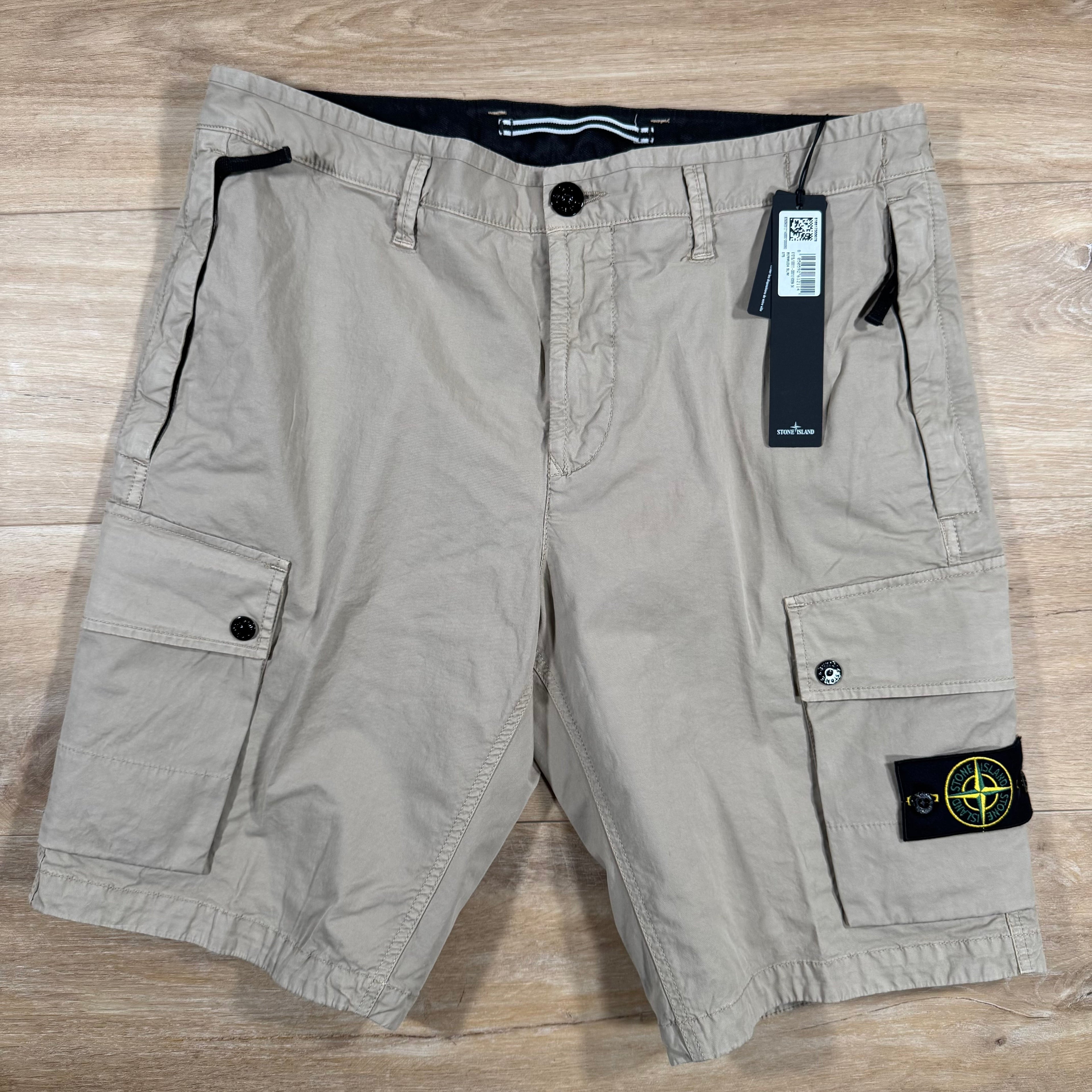 Stone Island Supima Twill Stretch-TC Cargo Bermuda Shorts in Desert -Usfansport