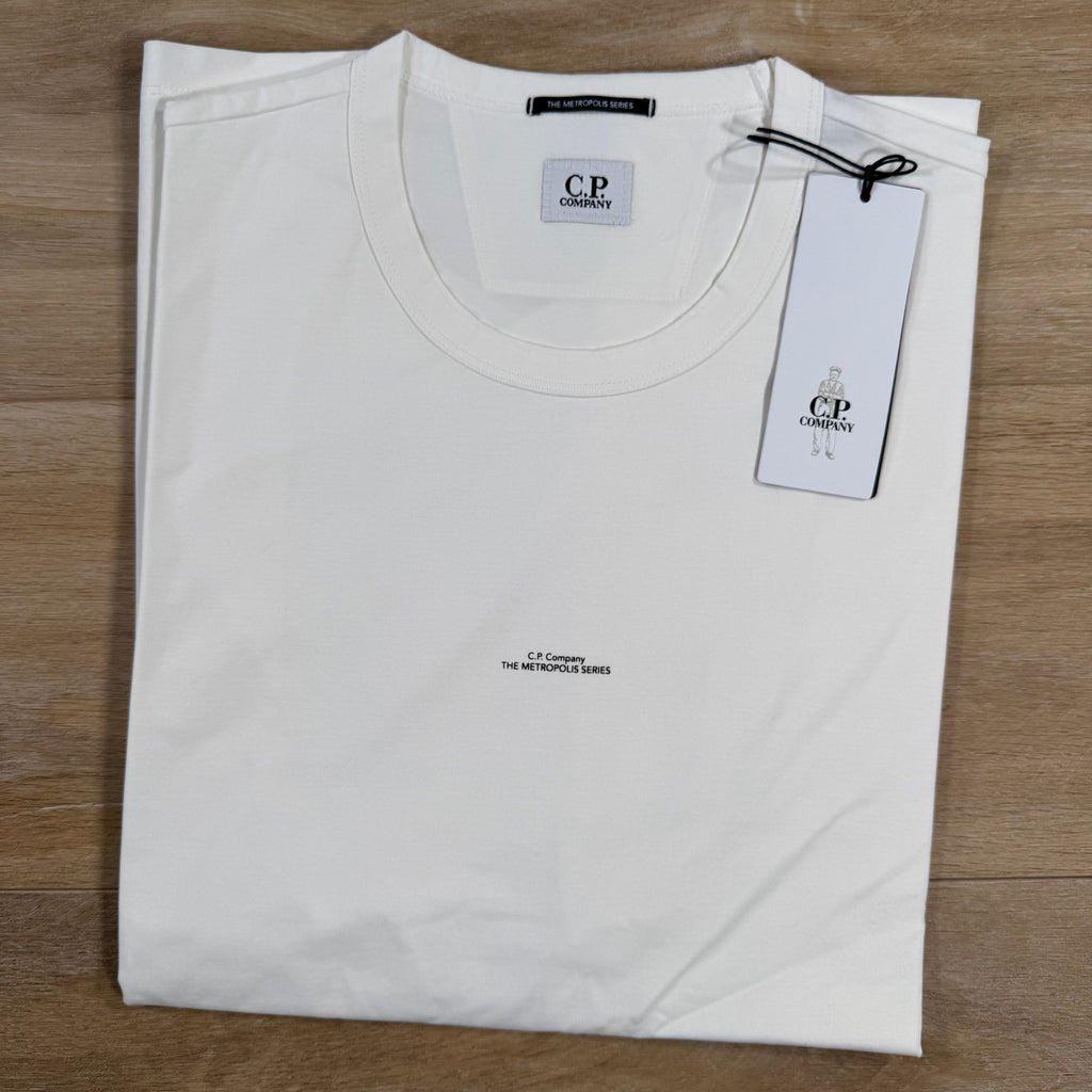 CP Company Metropolis Series Printed Logo T-Shirt in Gauze White -Usfansport