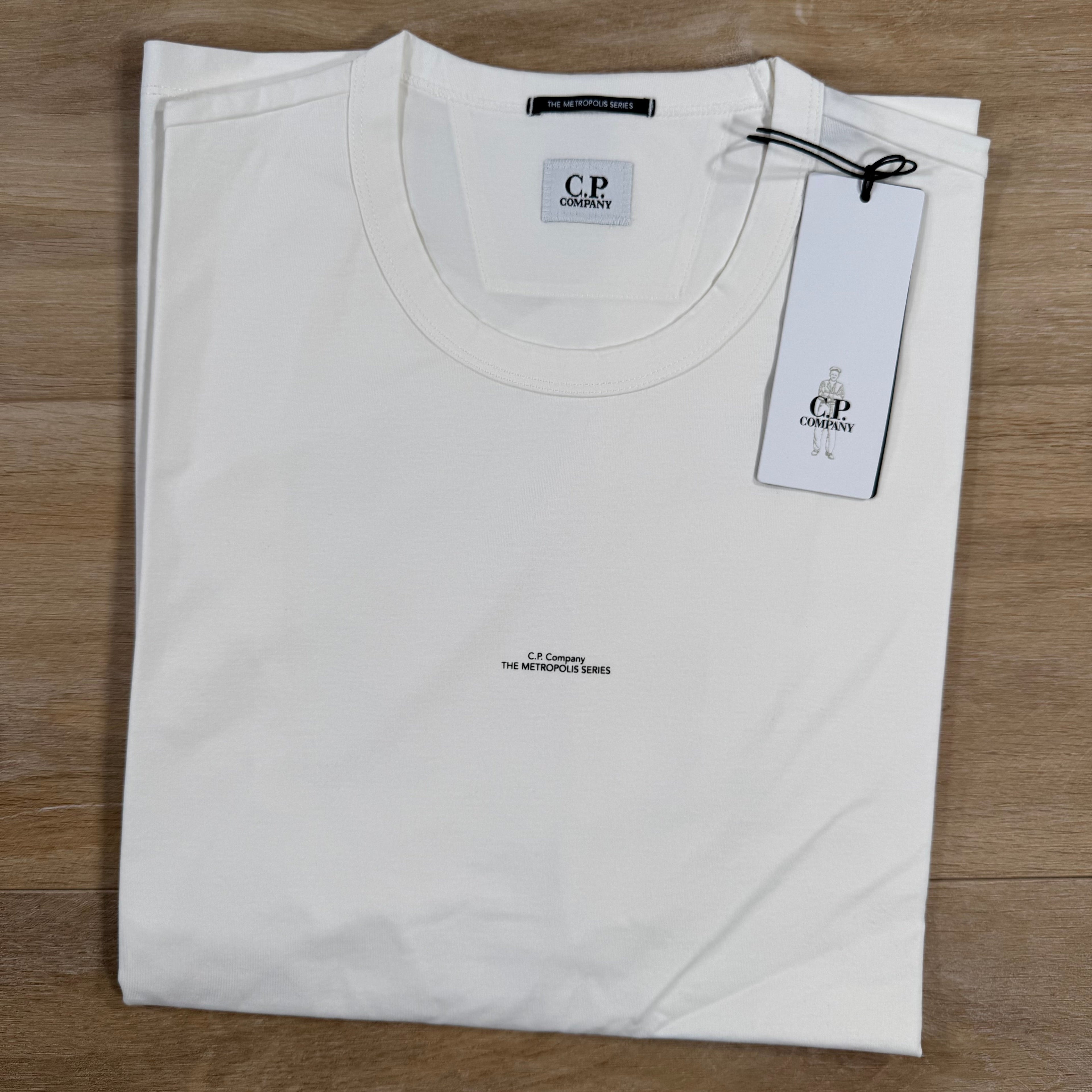 CP Company Metropolis Series Printed Logo T-Shirt in Gauze White -Usfansport