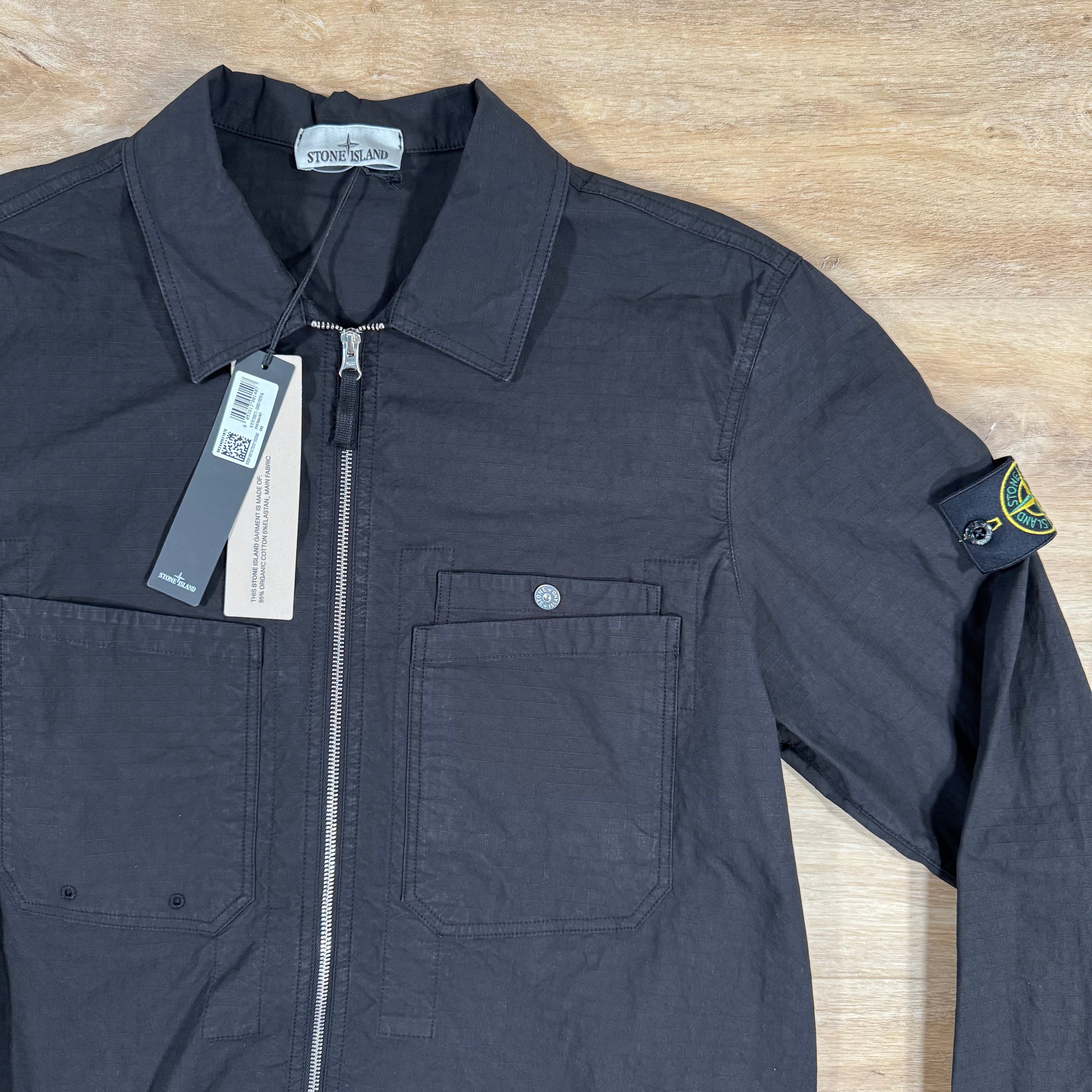 Stone Island Mil-Spec Stretch Ripstop-TC Overshirt in Black -Usfansport