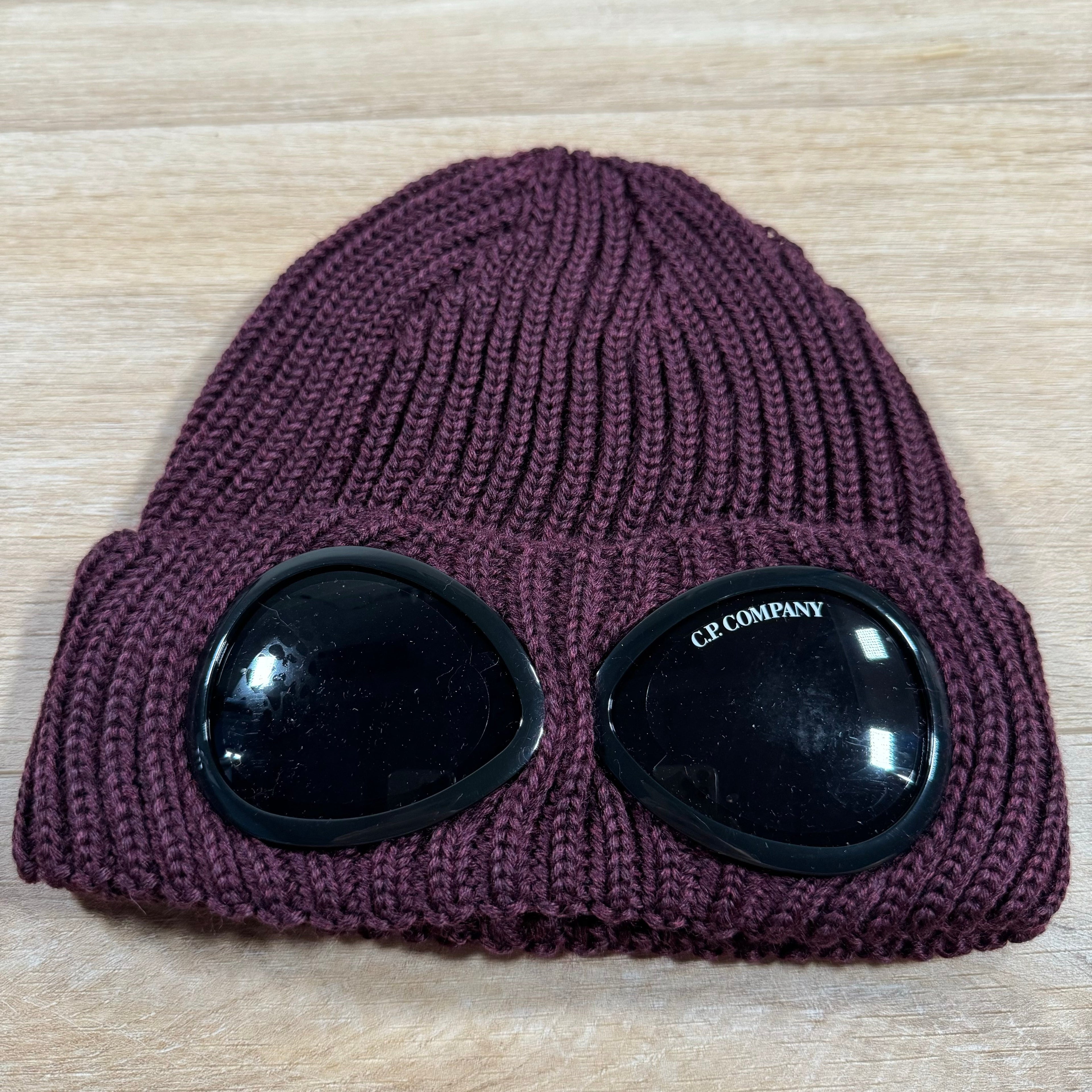 CP Company Extra Fine Merino Wool Goggle Beanie in Potent Purple -Usfansport
