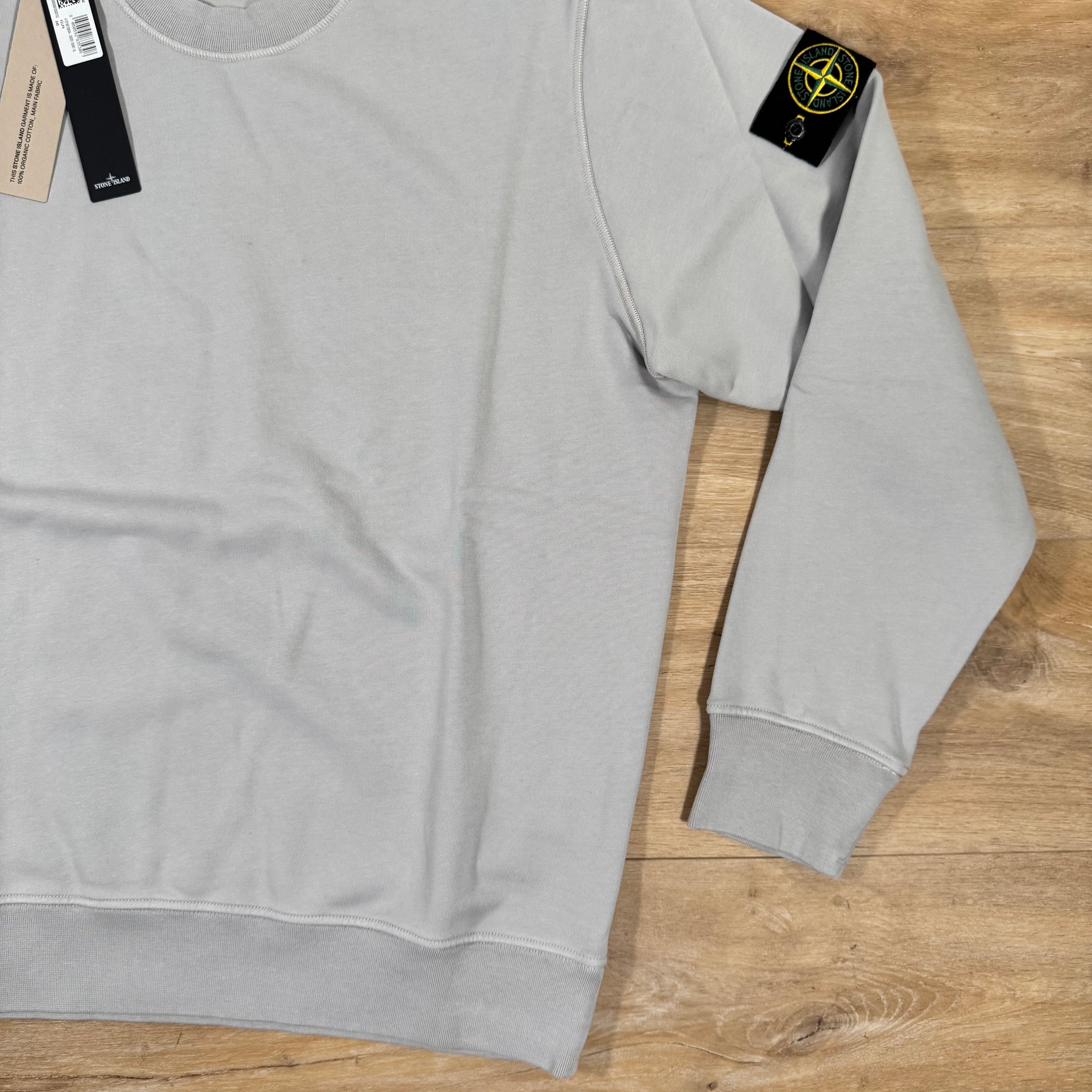 Stone Island Organic Cotton Fleece Sweatshirt in Pearl Grey -Usfansport