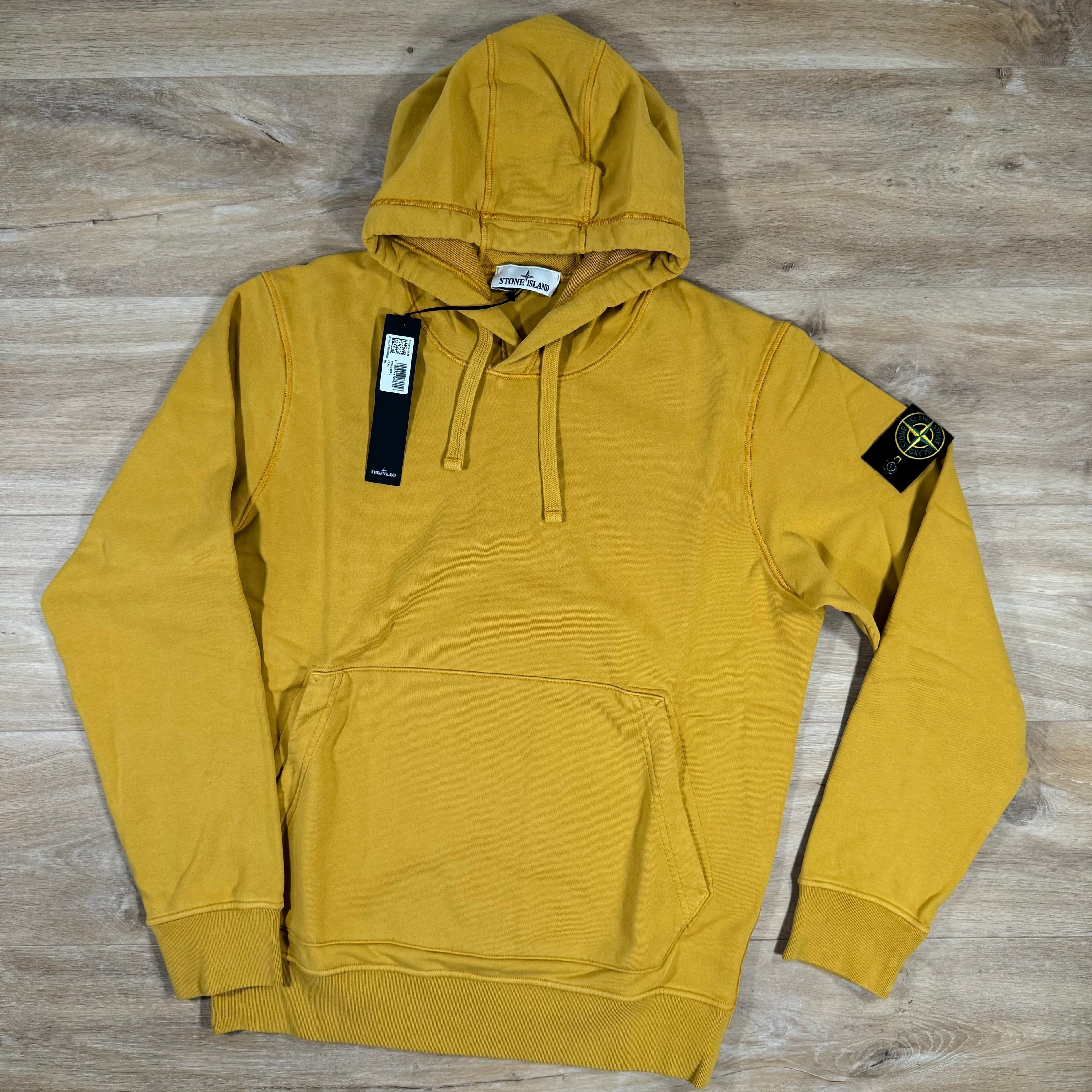 Stone Island Garment Dyed Pullover Hoodie in Mustard -Usfansport