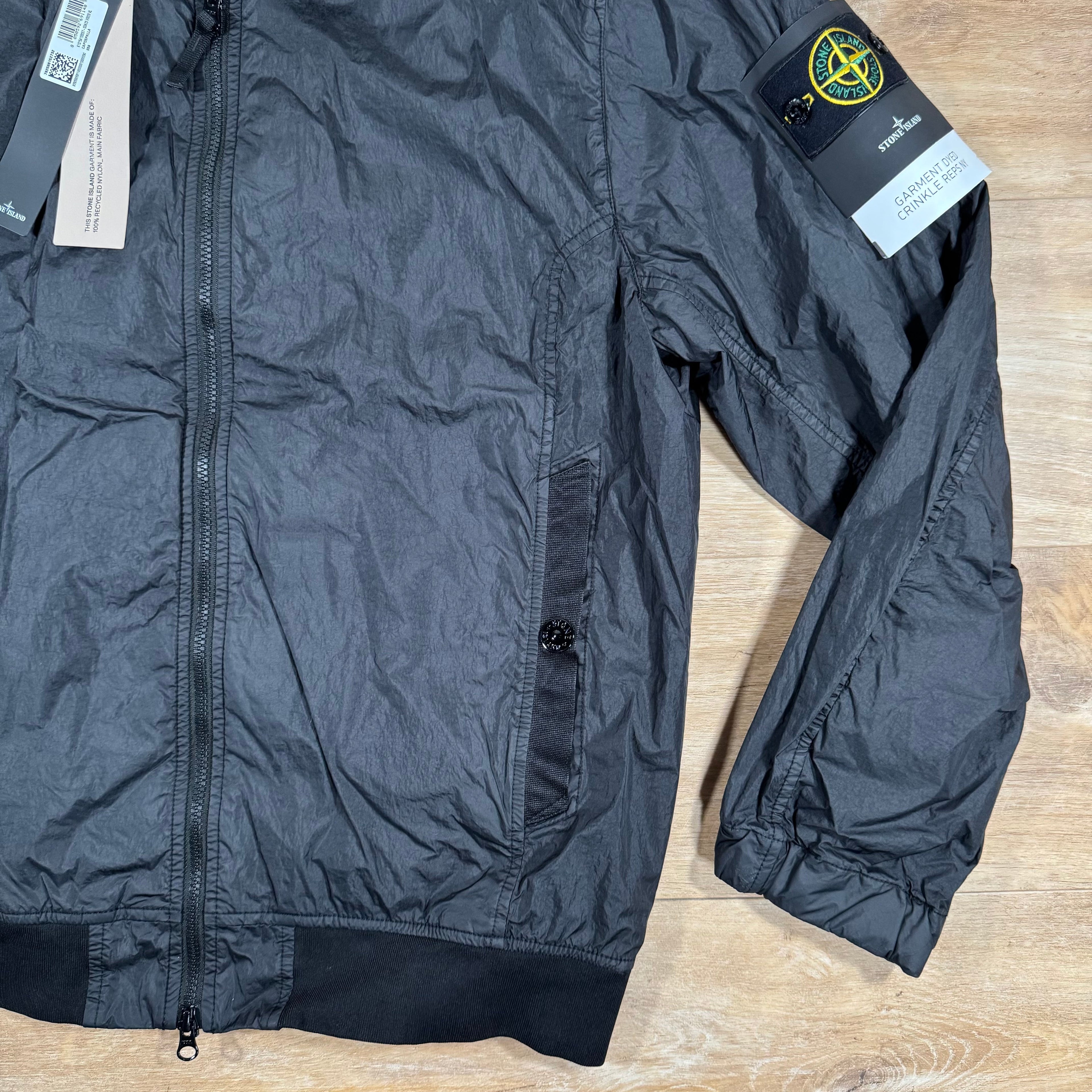 Stone Island Crinkle Reps R-NY Bomber Jacket in Black -Usfansport