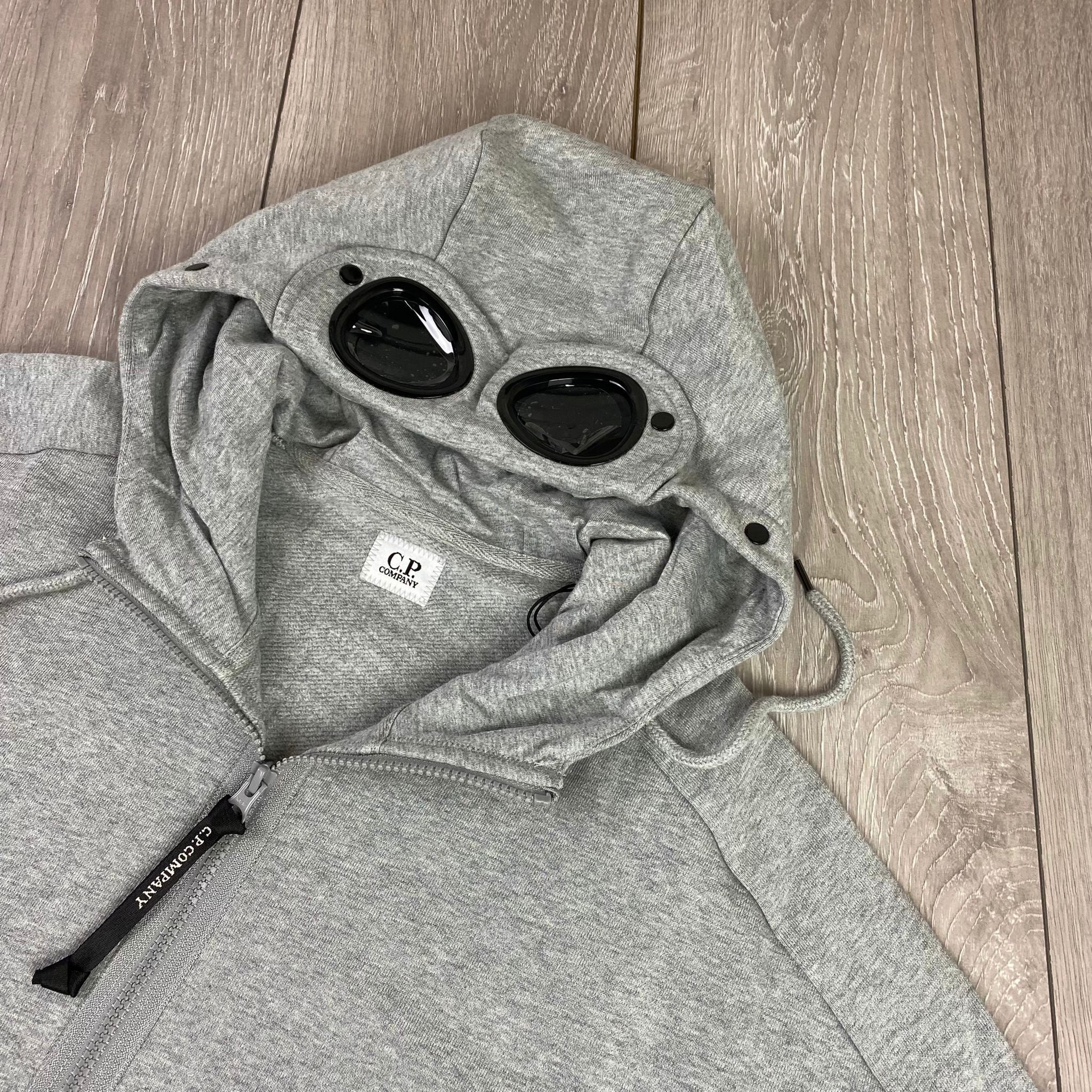 CP Company Raised Fleece Goggle Hoodie - Grey -Usfansport