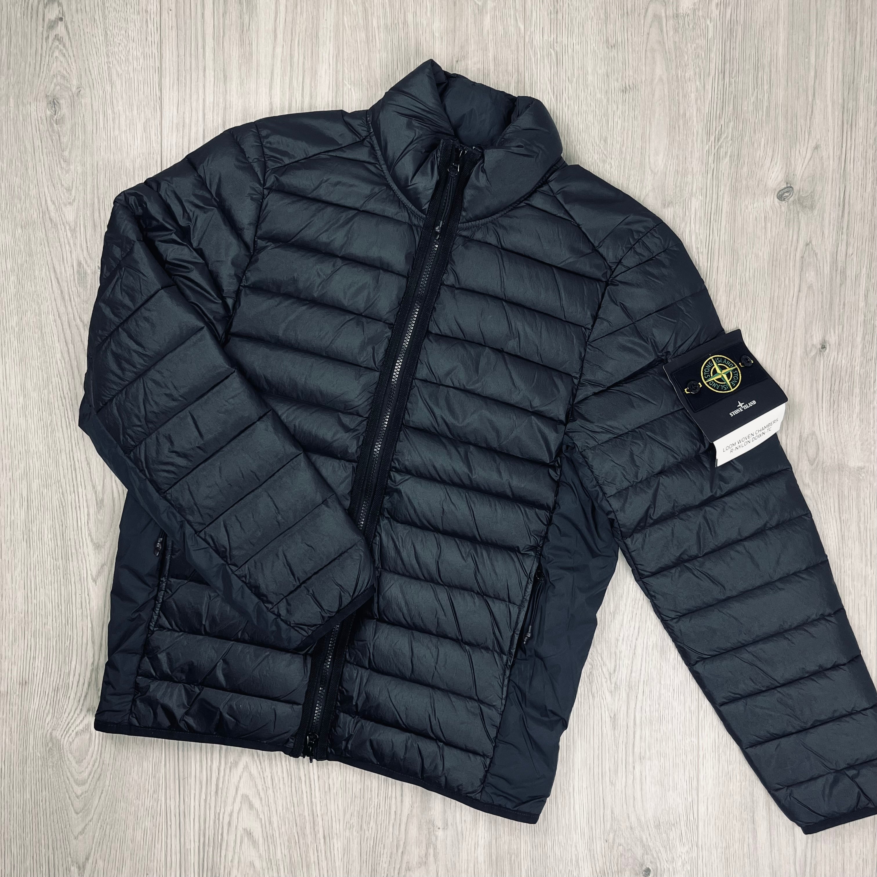 Stone Island Woven Down Jacket - Black -Usfansport