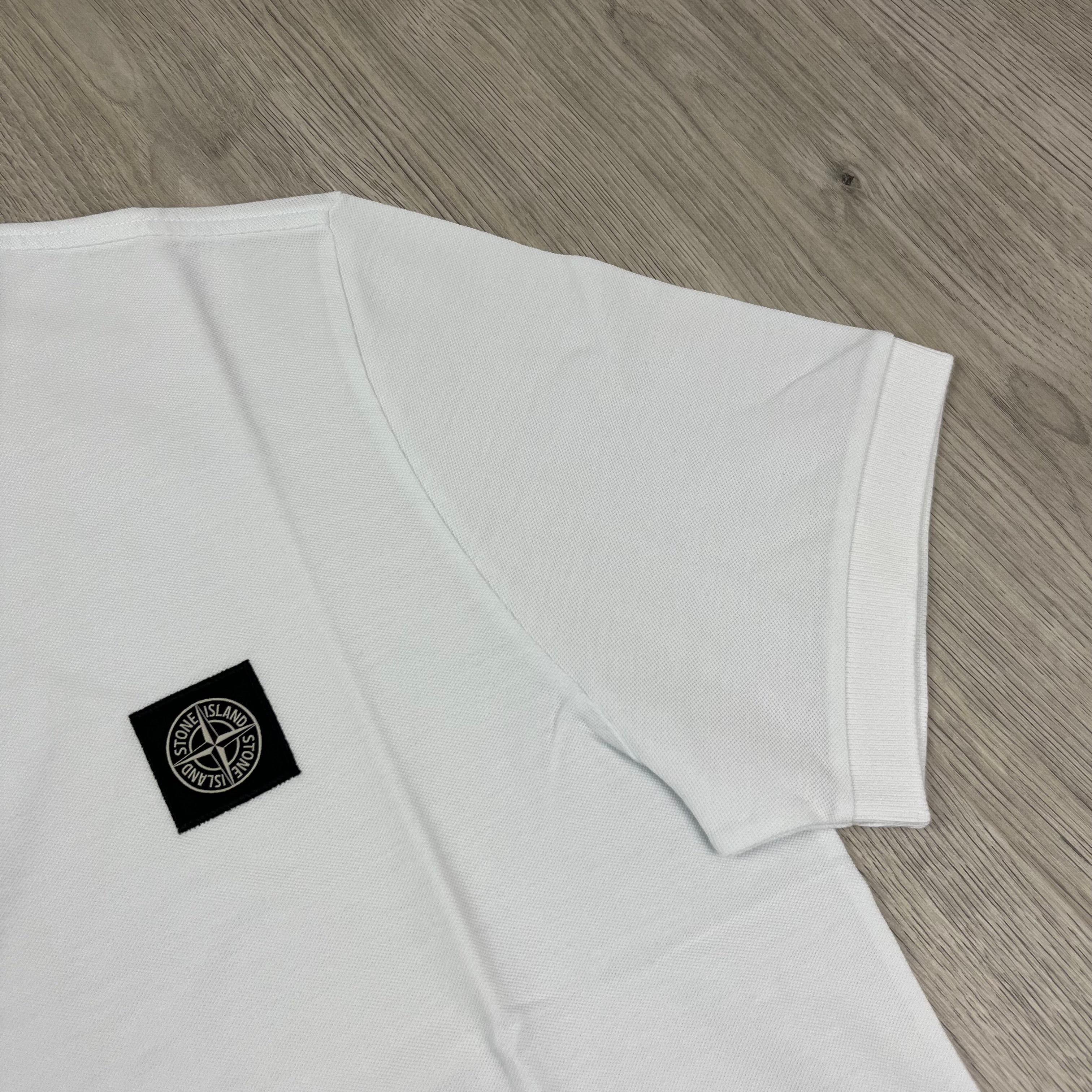 Stone Island Patch Polo Shirt - White -Usfansport