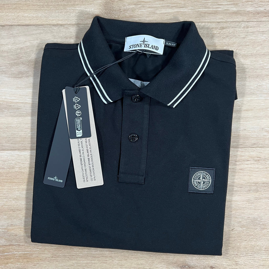 Stone Island Organic Cotton Pique Polo Shirt in Black -Usfansport