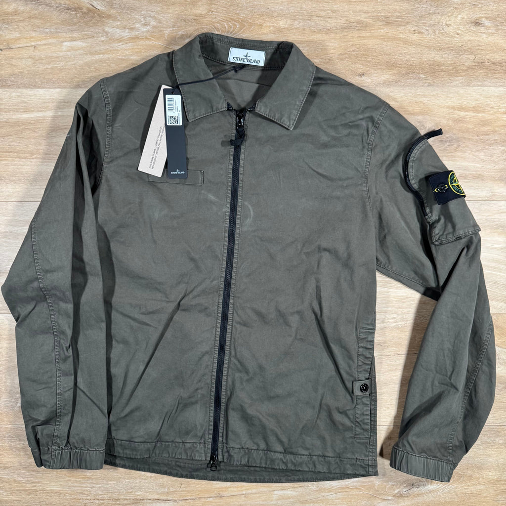 Stone Island Stretch Twill Overshirt in Military Green -Usfansport
