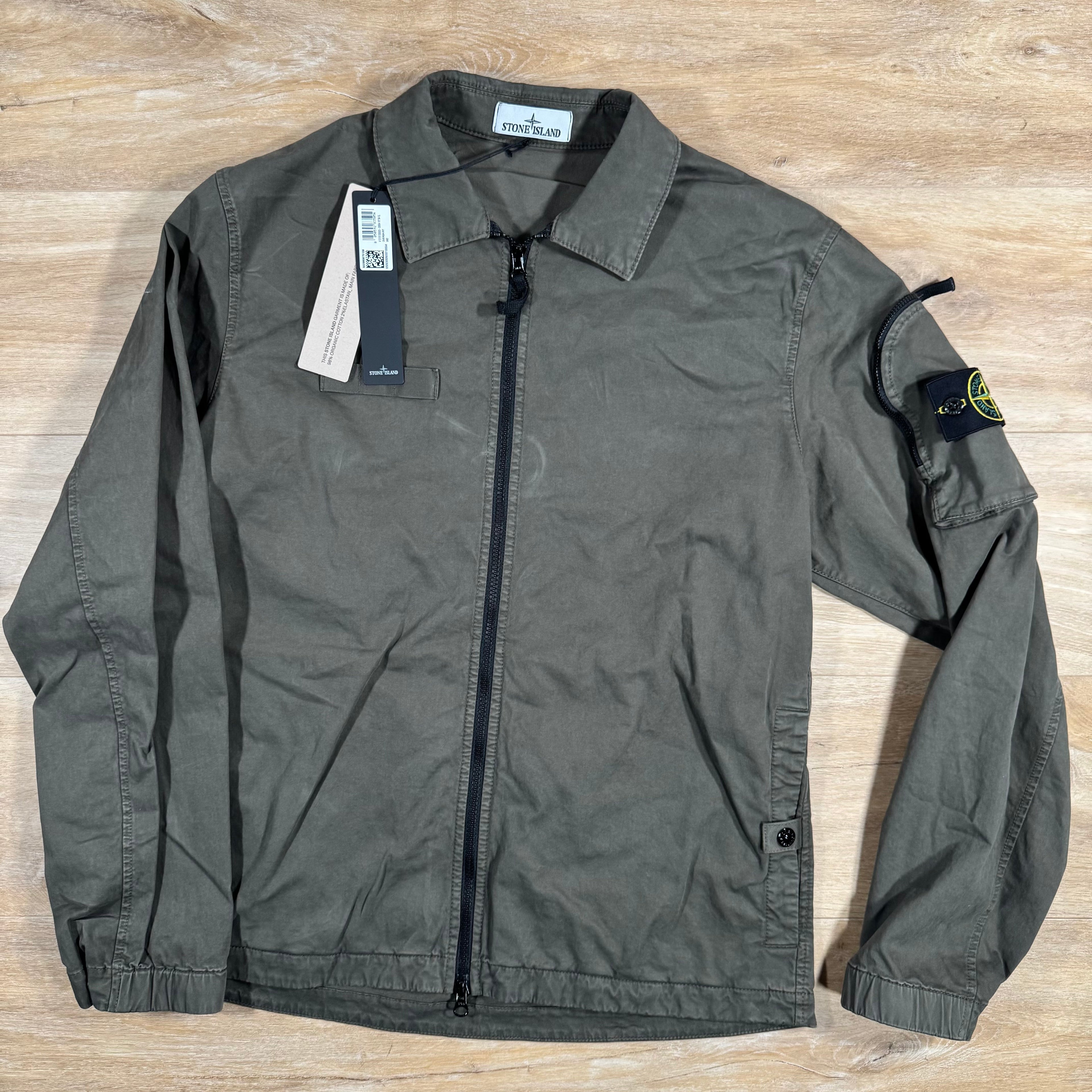 Stone Island Stretch Twill Overshirt in Military Green -Usfansport