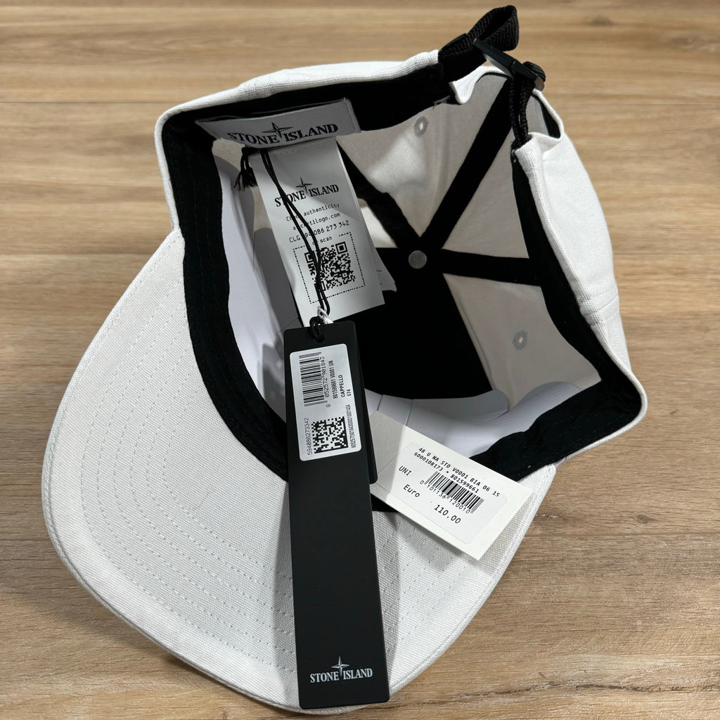 Stone Island Compass Logo Cap in White -Usfansport