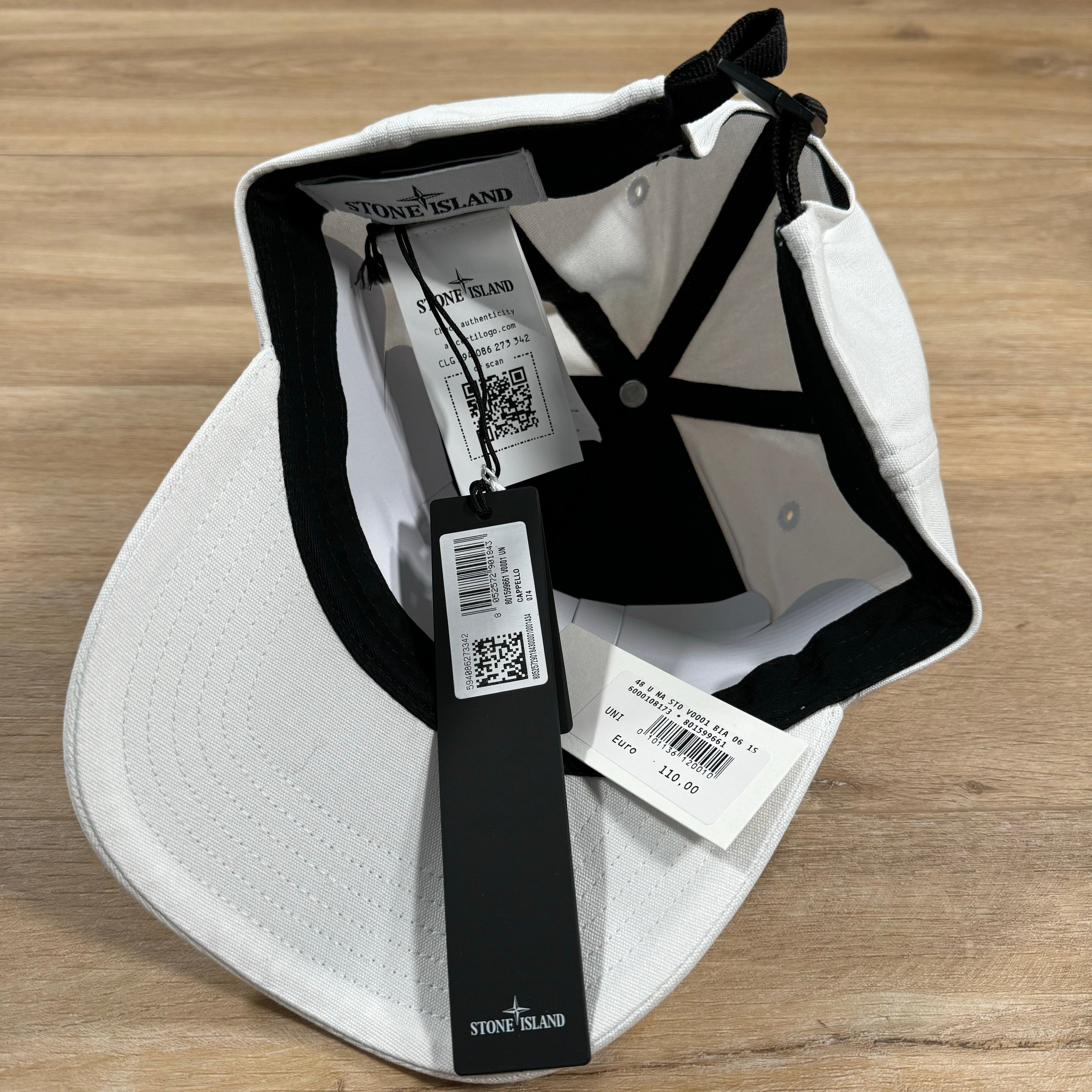 Stone Island Compass Logo Cap in White -Usfansport