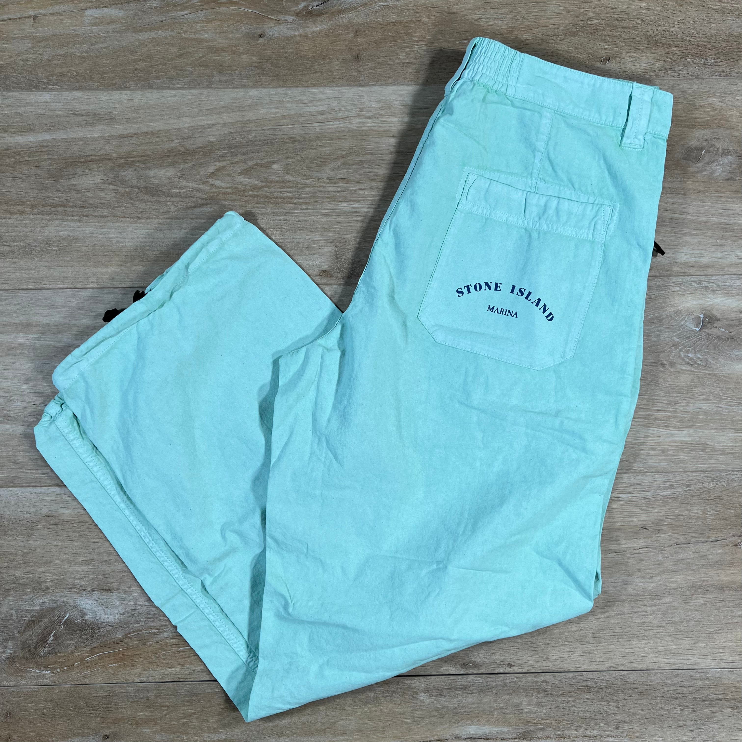 Stone Island Straight Leg Marina Trousers in Light Green -Usfansport