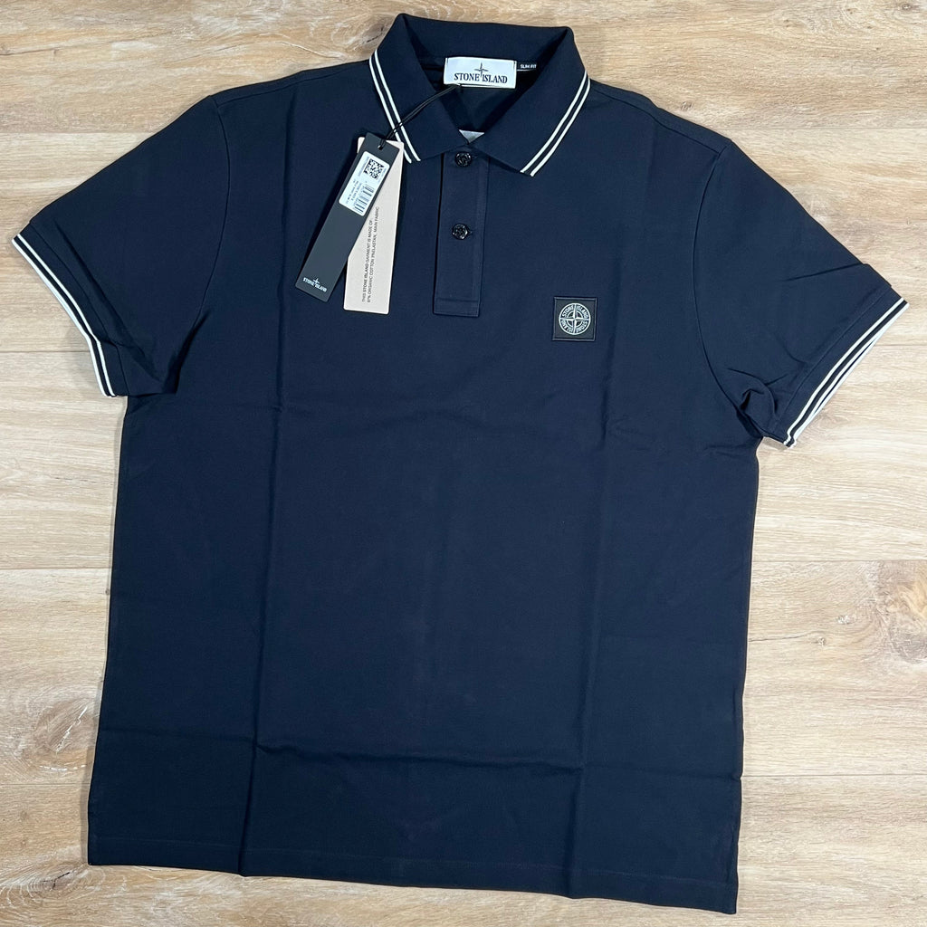 Stone Island Organic Cotton Pique Polo Shirt in Navy -Usfansport