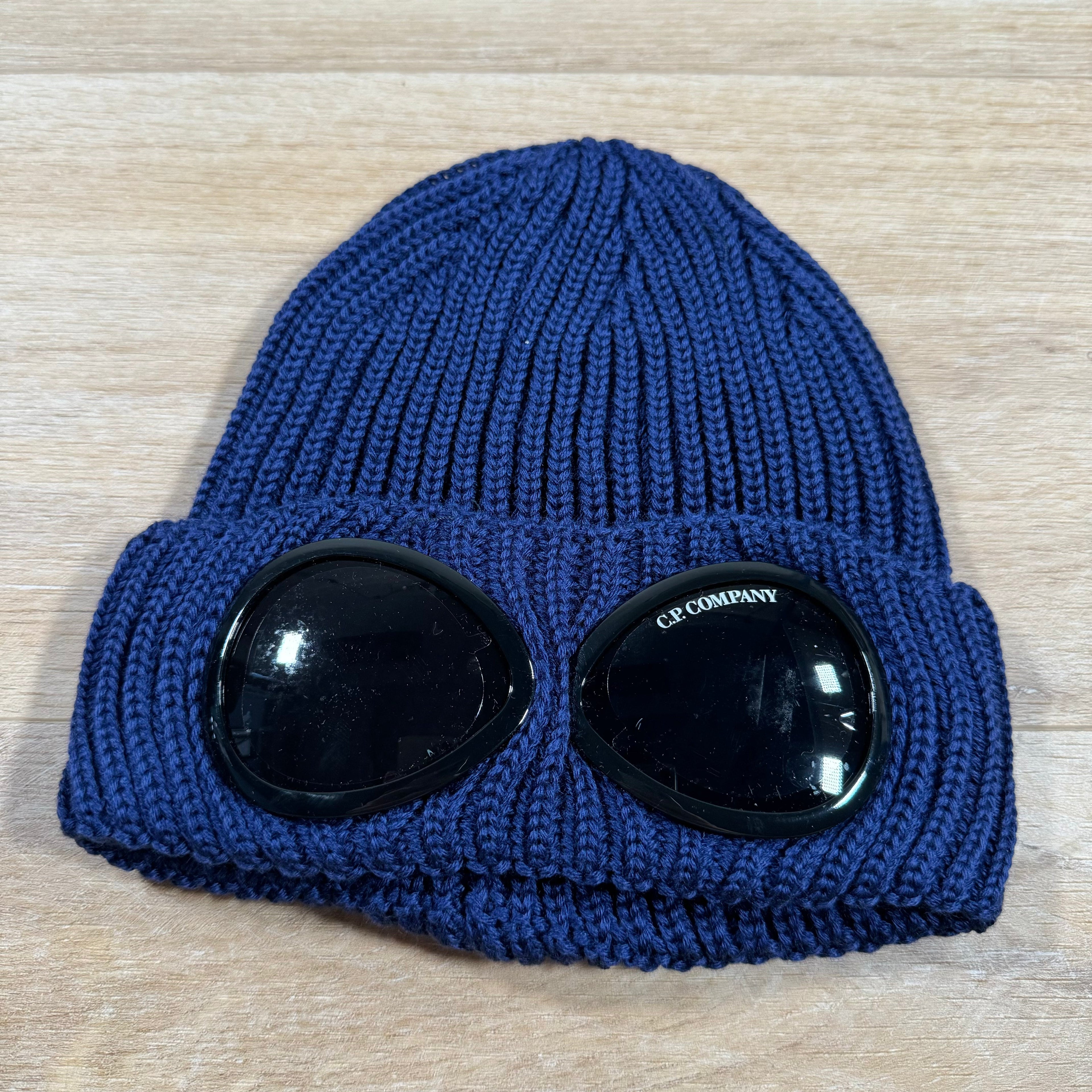CP Company Extra Fine Merino Wool Goggle Beanie in Estate Blue -Usfansport