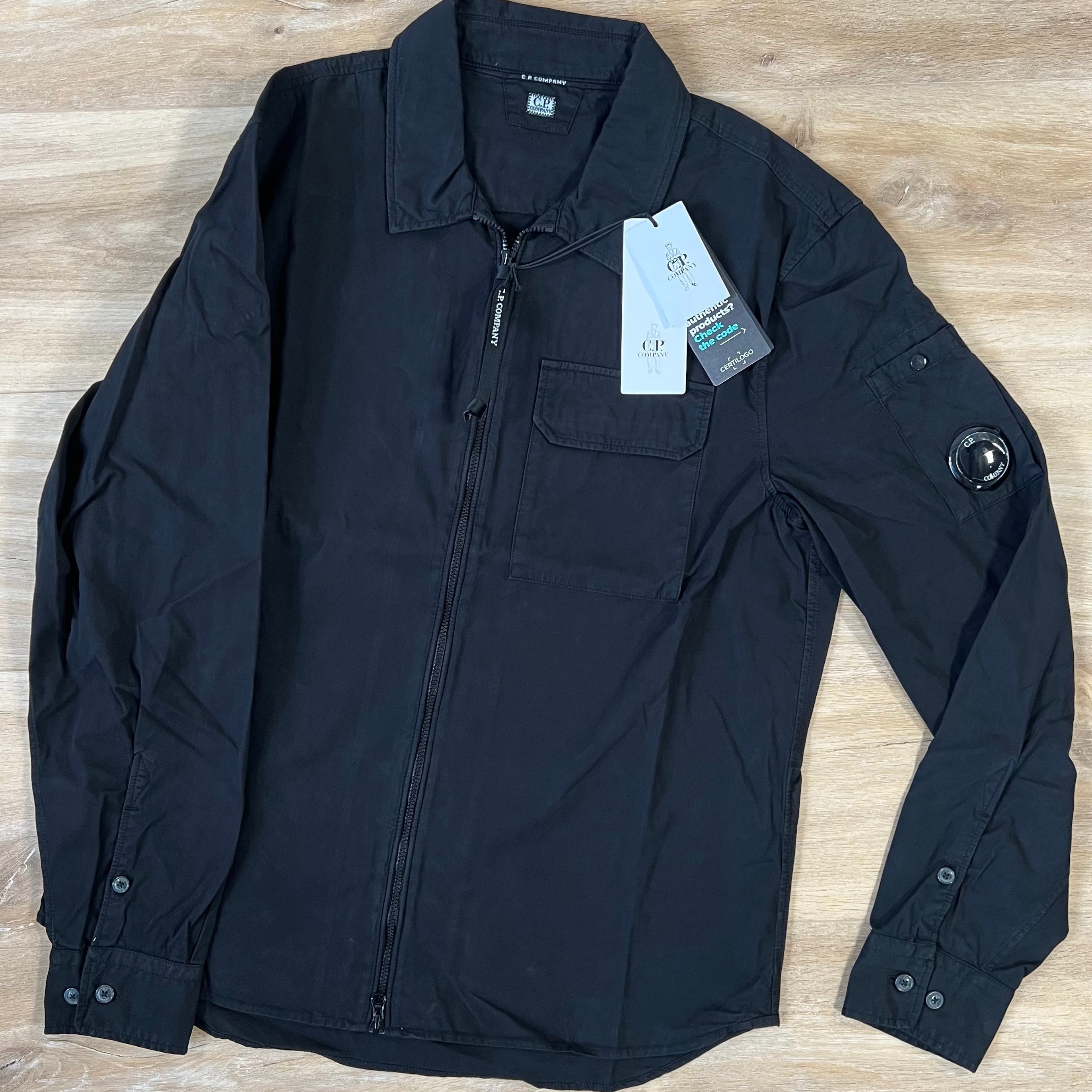 CP Company Gabardine Lens Overshirt in Black -Usfansport
