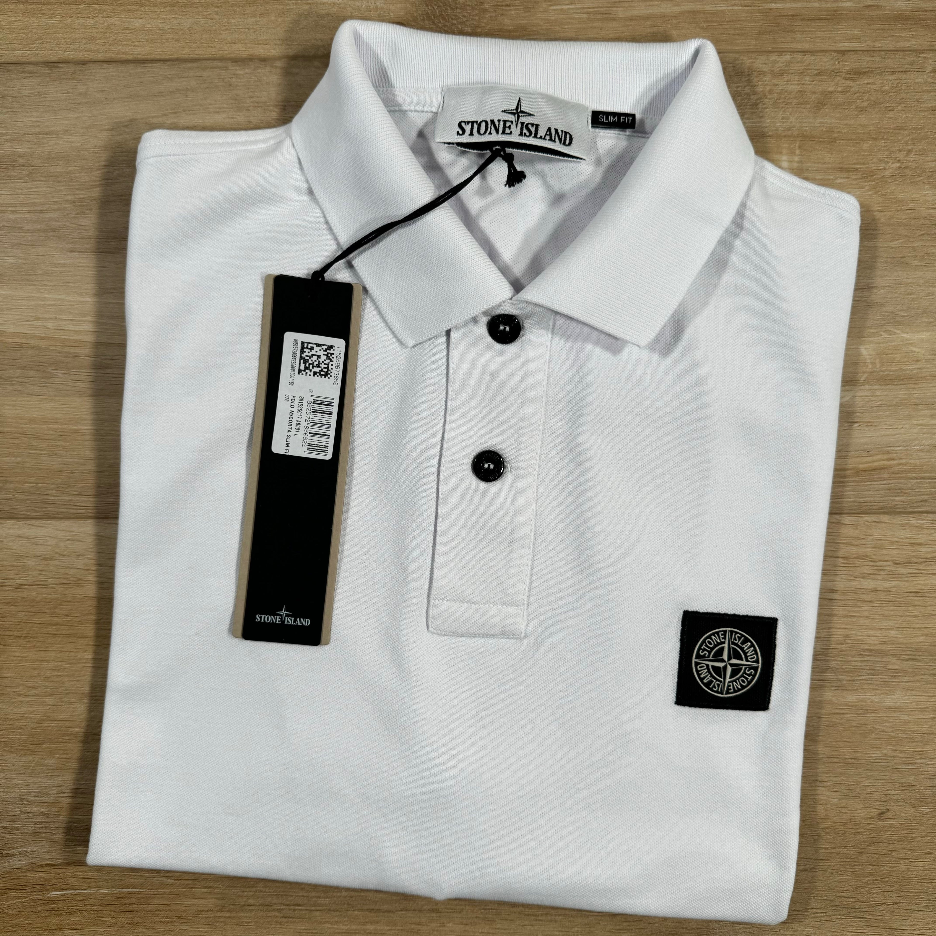 Stone Island Organic Cotton Pique Polo Shirt in White -Usfansport