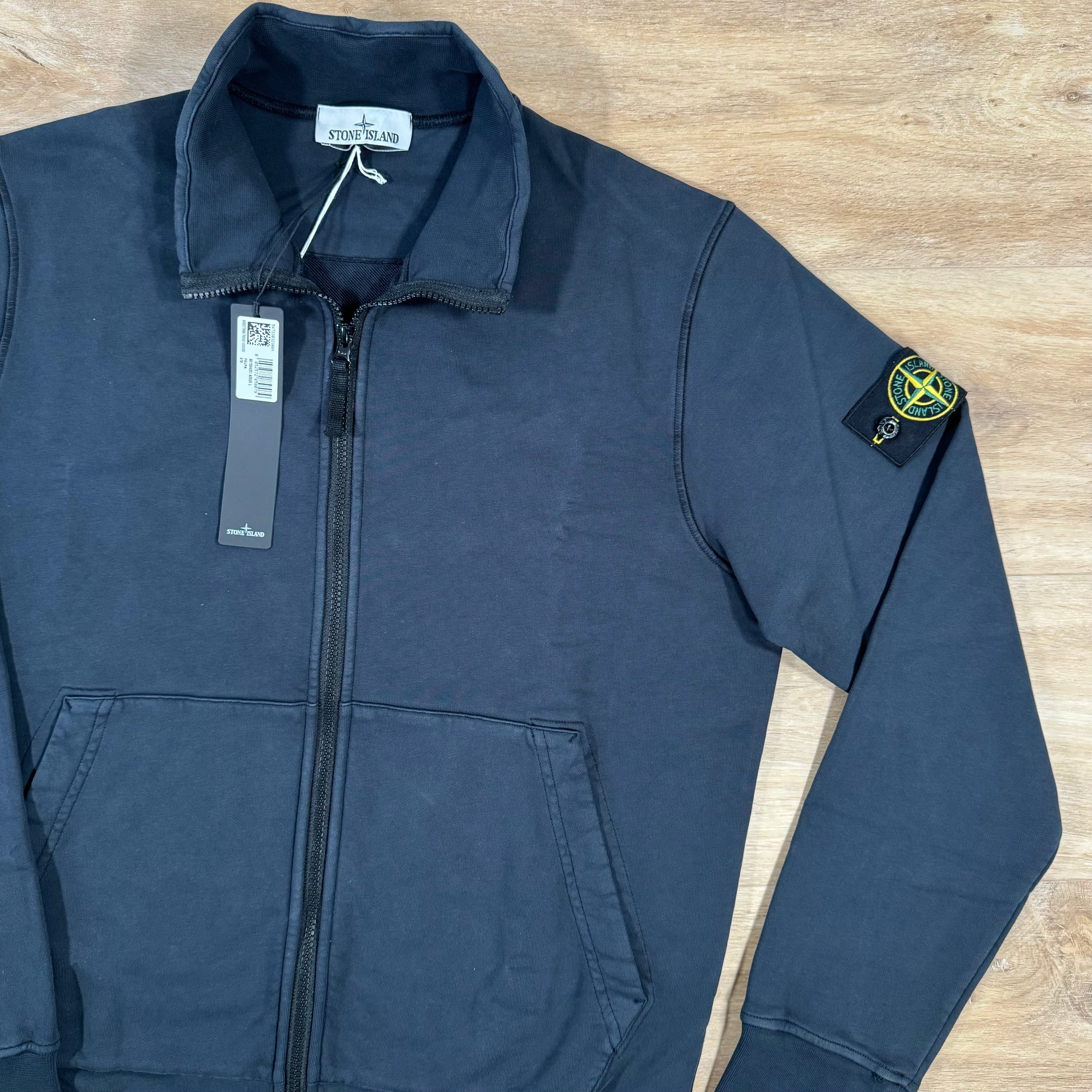 Stone Island Organic Cotton Full-Zip Sweatshirt in Navy -Usfansport